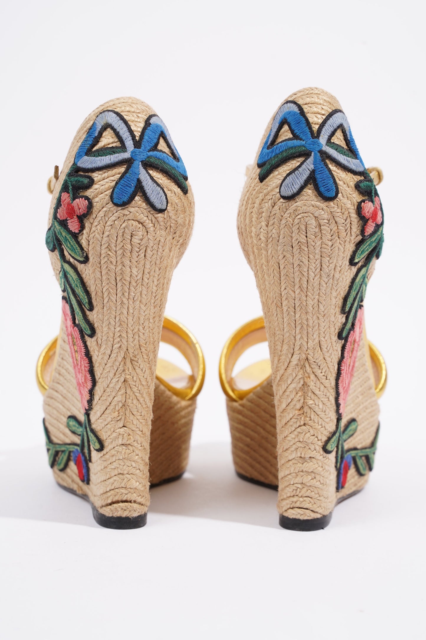 Gucci Wedge Gold Raffia EU 38.5 UK 5.5