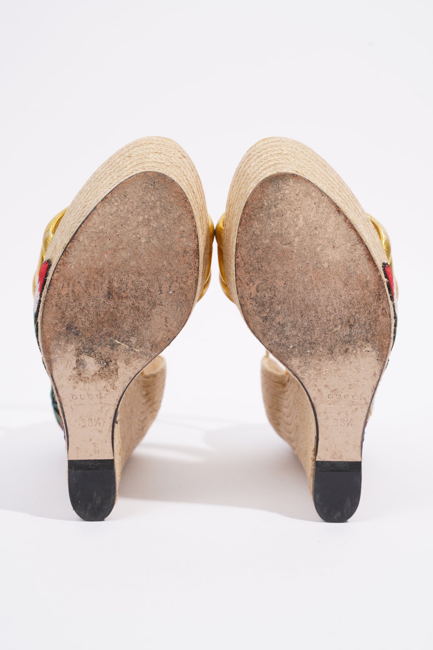 Gucci Wedge Gold Raffia EU 38.5 UK 5.5