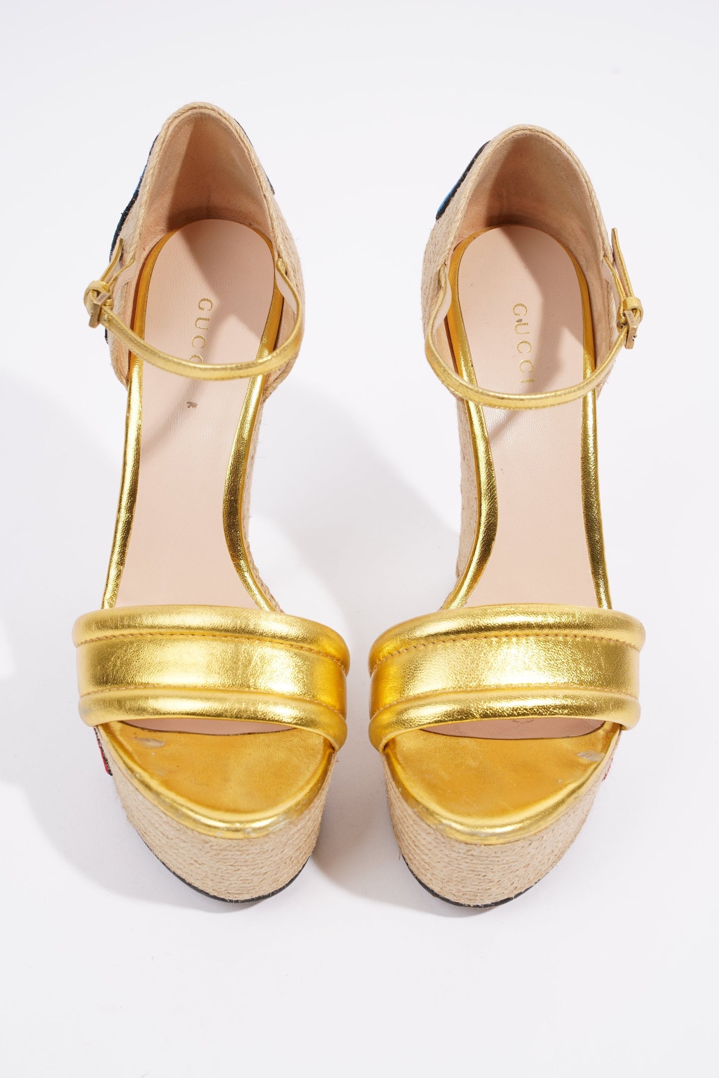 Gucci Wedge Gold Raffia EU 38.5 UK 5.5