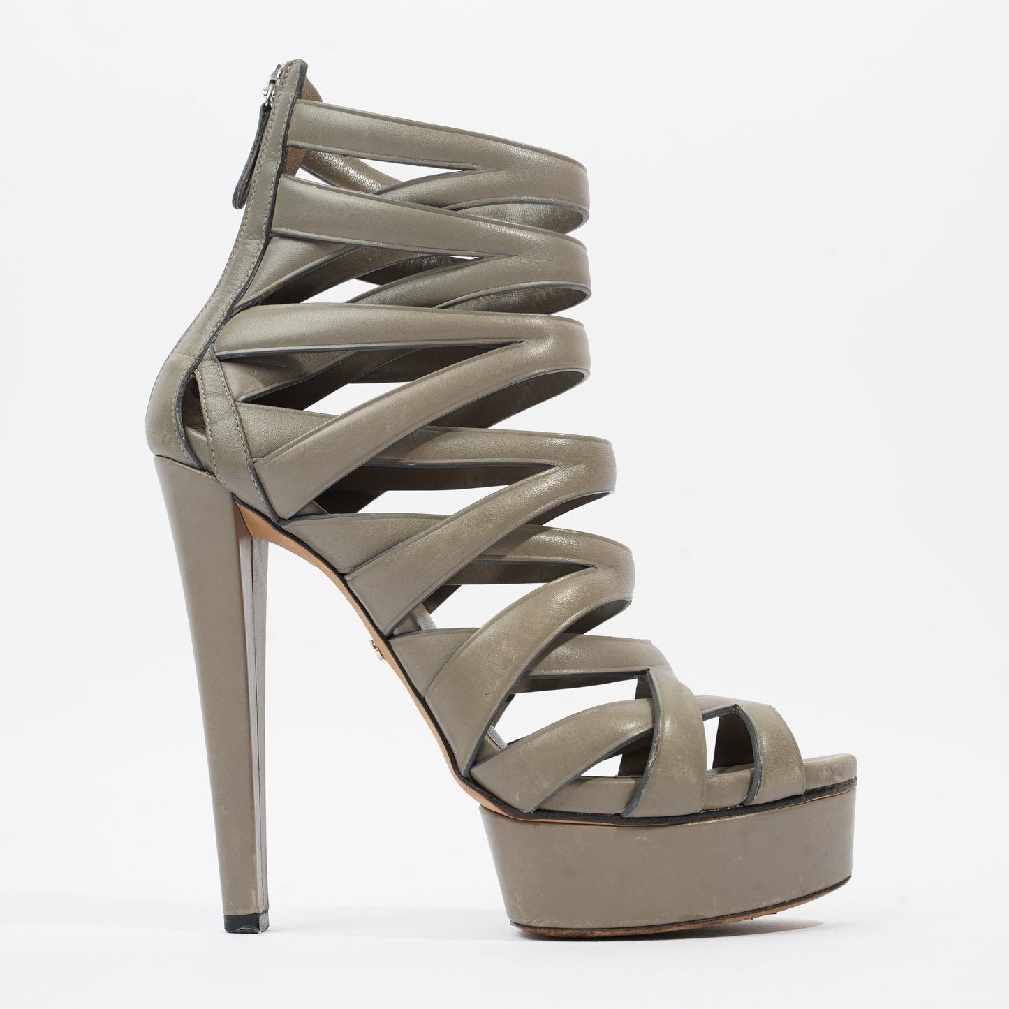 Gucci Spiral Sandal 130 Grey Leather EU 38 UK 5