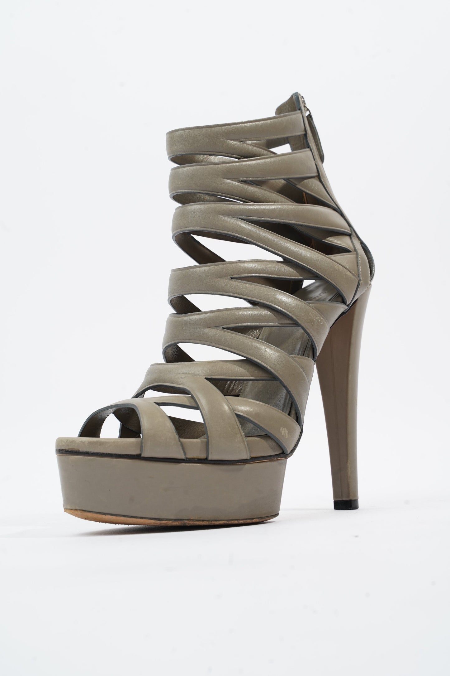 Gucci Spiral Sandal 130 Grey Leather EU 38 UK 5
