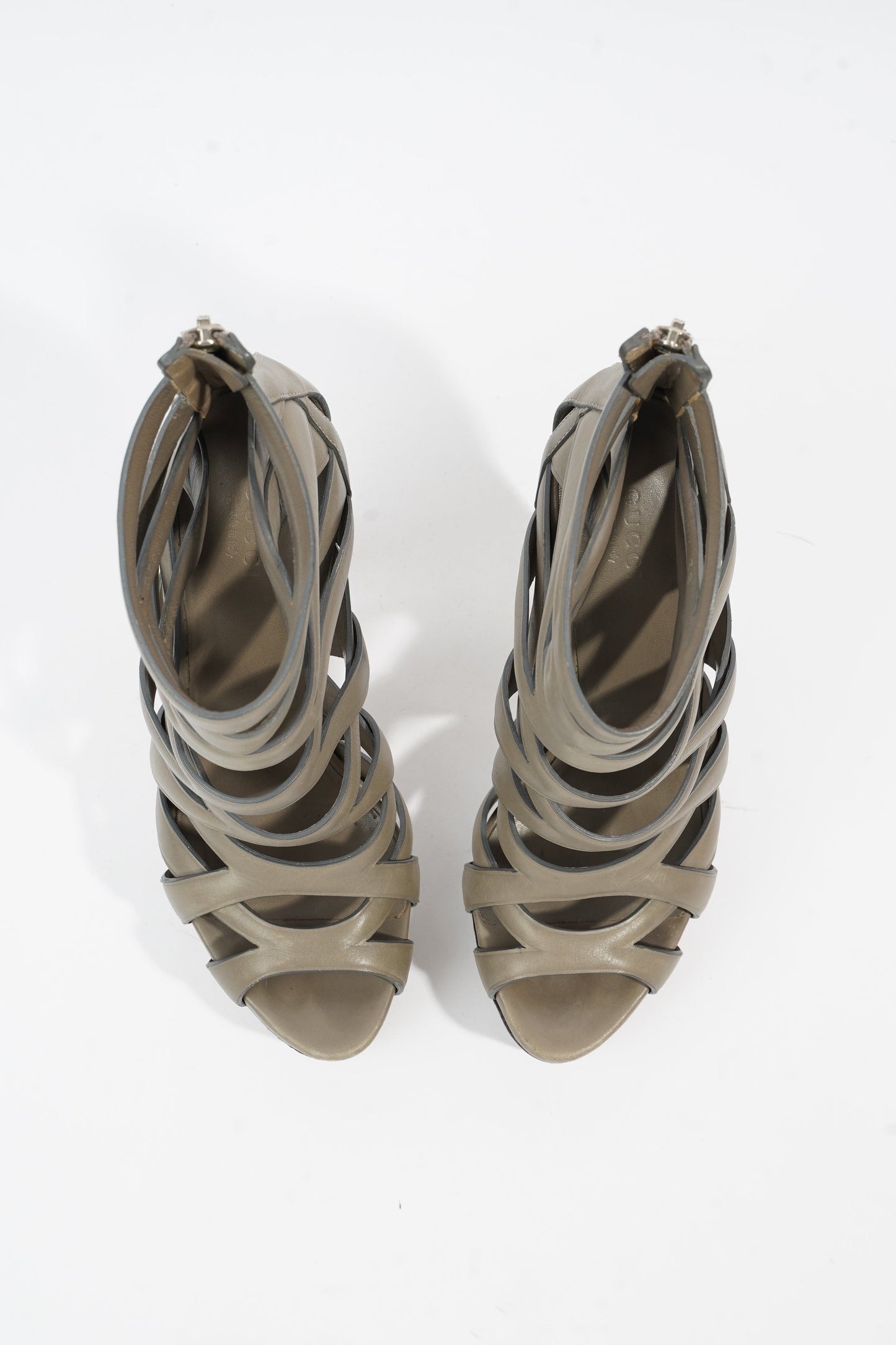 Gucci Spiral Sandal 130 Grey Leather EU 38 UK 5