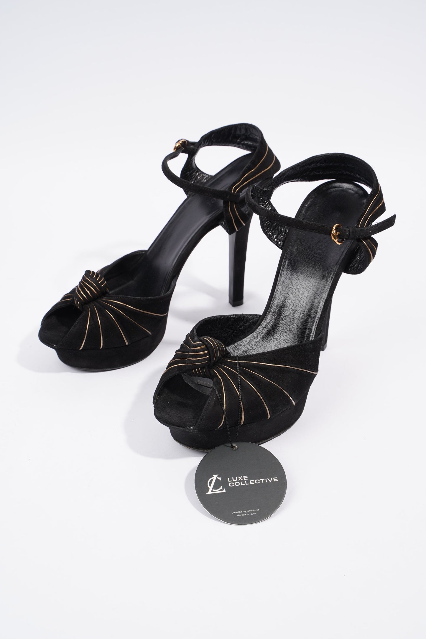 Gucci Heeled Sandal 120 Black Suede EU 38 UK 5