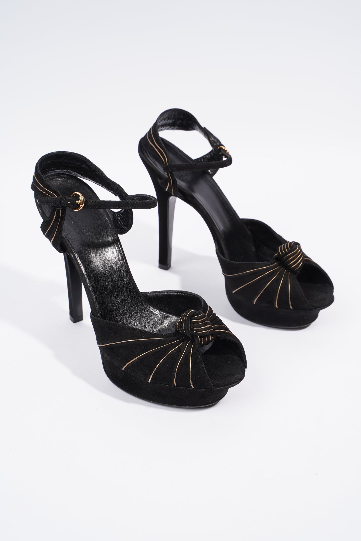 Gucci Heeled Sandal 120 Black Suede EU 38 UK 5