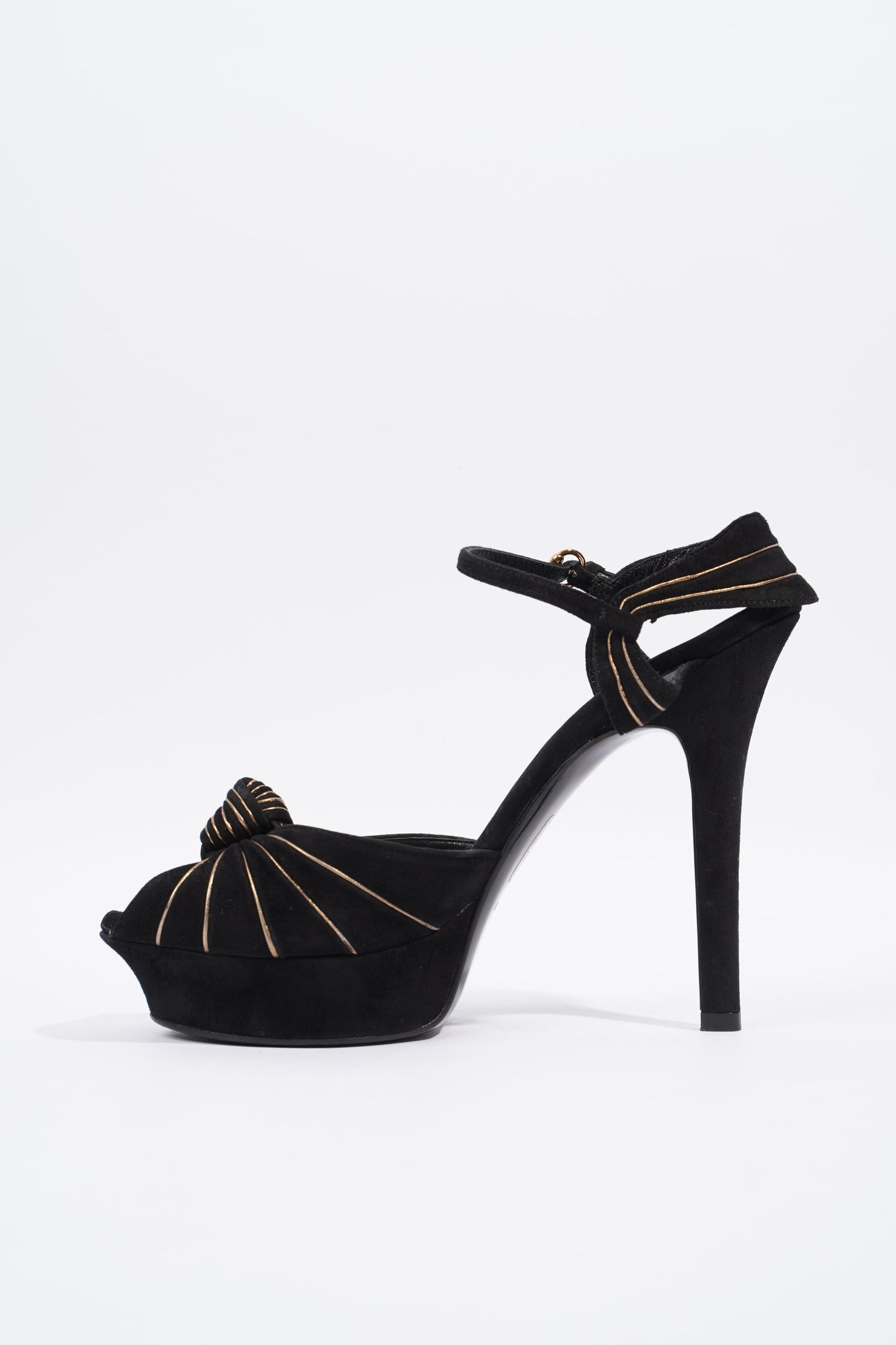 Gucci Heeled Sandal 120 Black Suede EU 38 UK 5