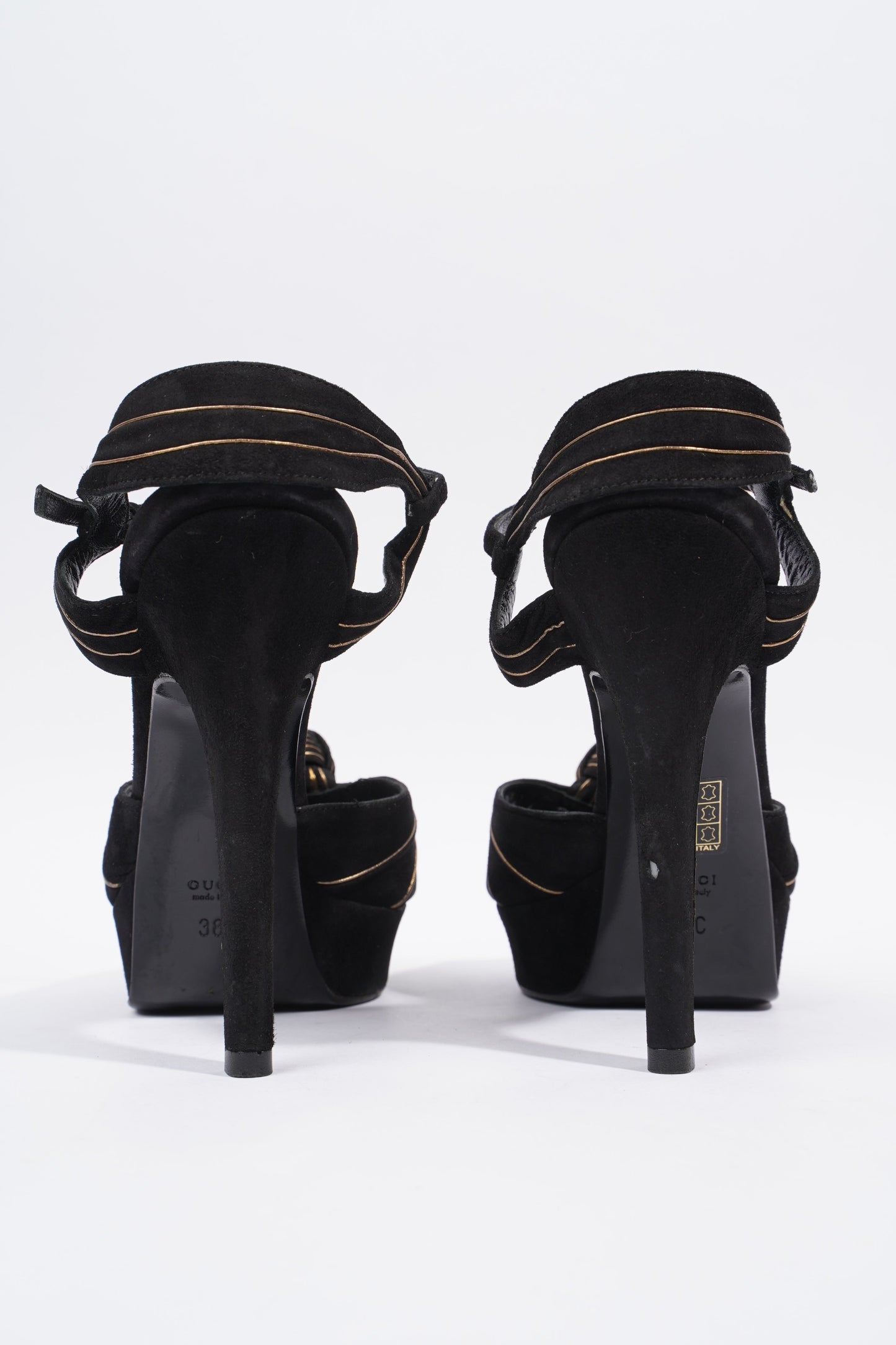 Gucci Heeled Sandal 120 Black Suede EU 38 UK 5