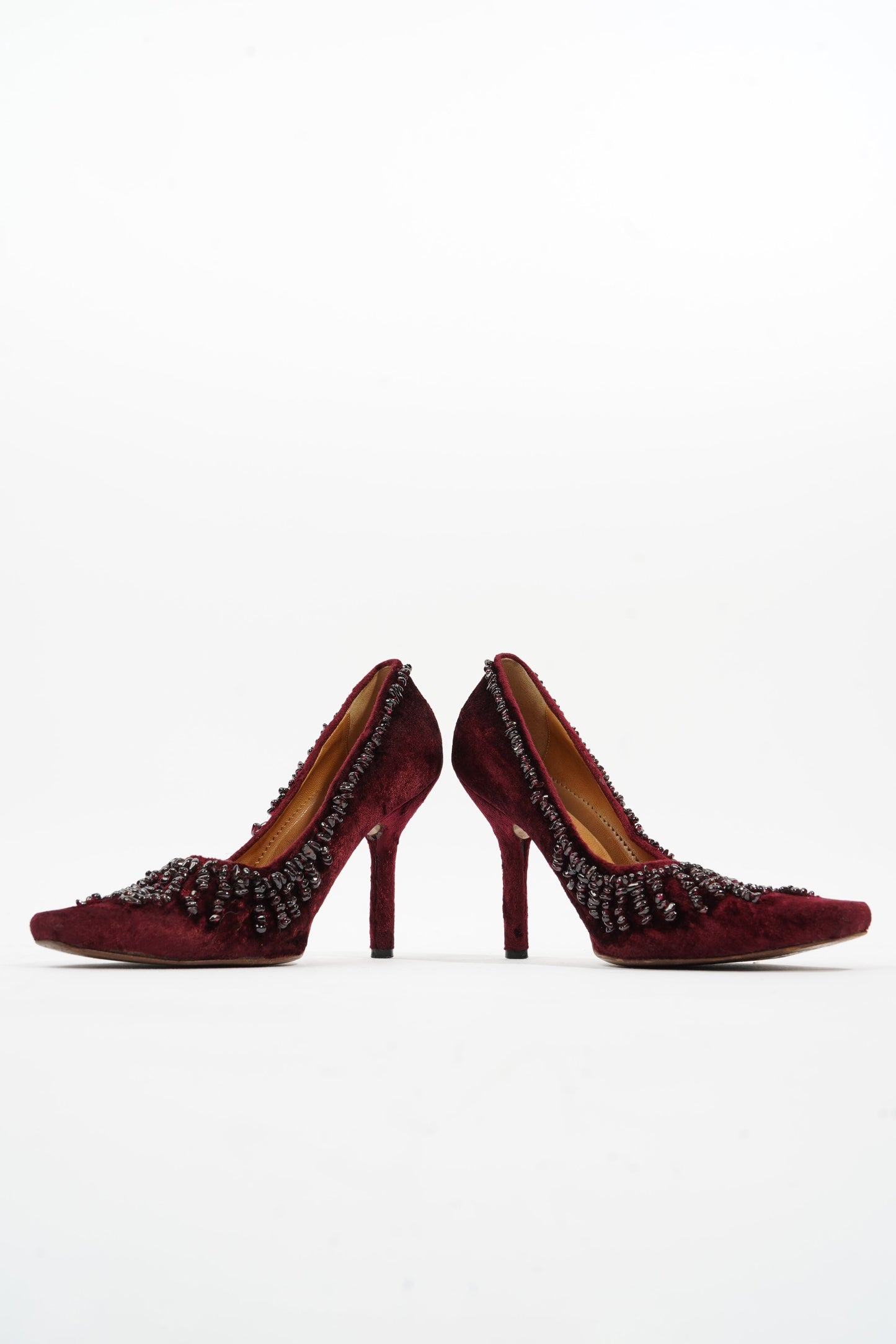 Gucci Ruby Pumps 90 Burgundy Velvet EU 37.5 UK 4.5