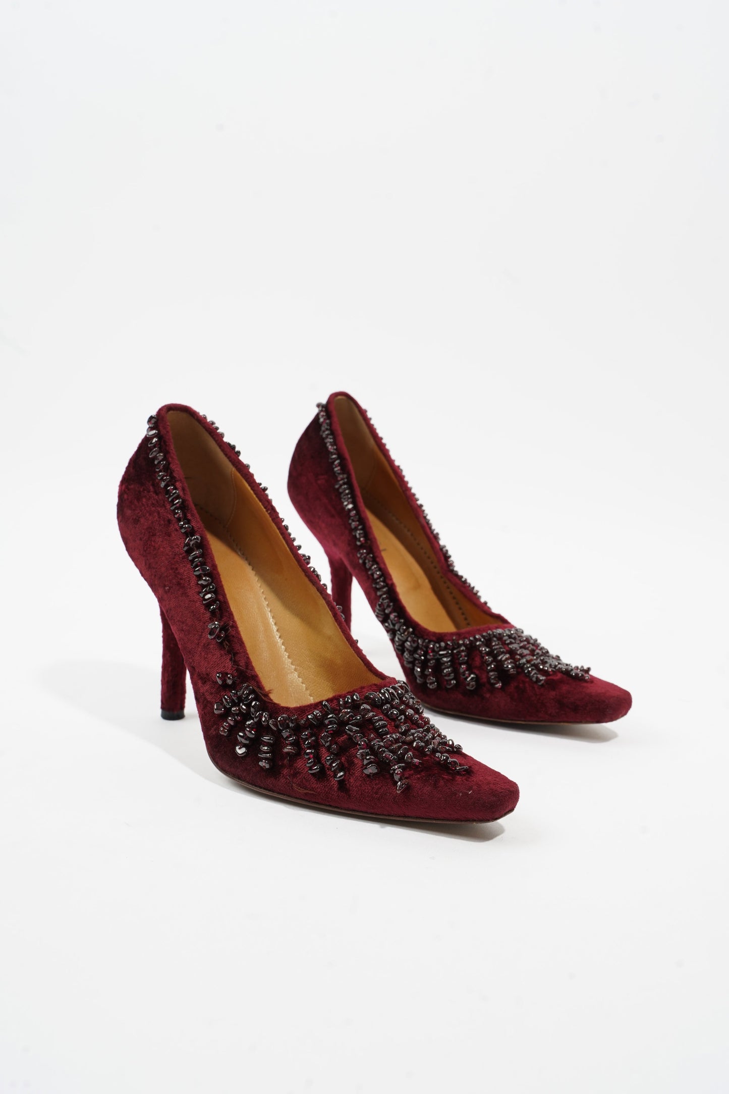 Gucci Ruby Pumps 90 Burgundy Velvet EU 37.5 UK 4.5