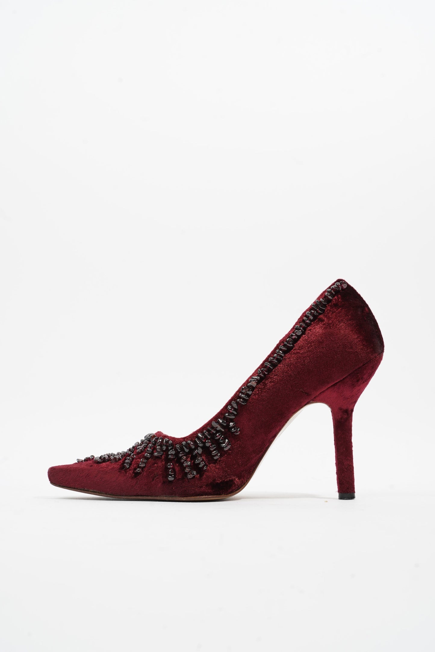 Gucci Ruby Pumps 90 Burgundy Velvet EU 37.5 UK 4.5