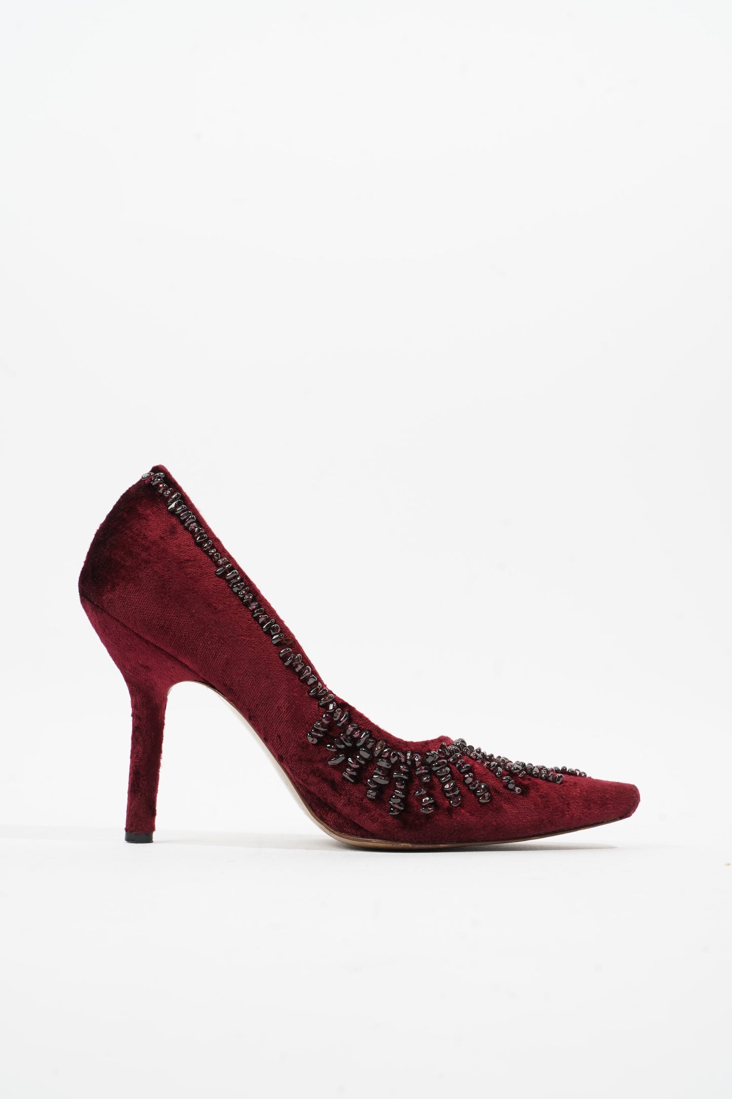 Gucci Ruby Pumps 90 Burgundy Velvet EU 37.5 UK 4.5