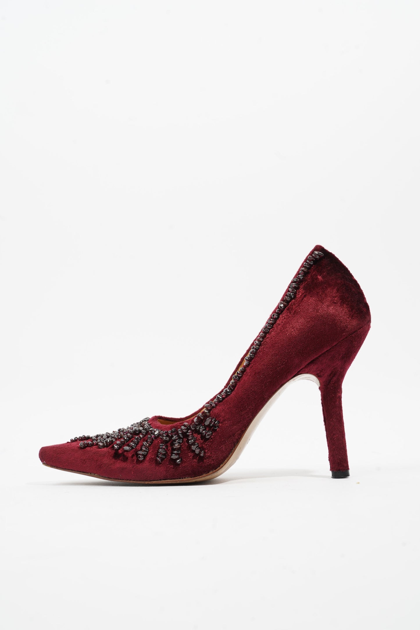 Gucci Ruby Pumps 90 Burgundy Velvet EU 37.5 UK 4.5