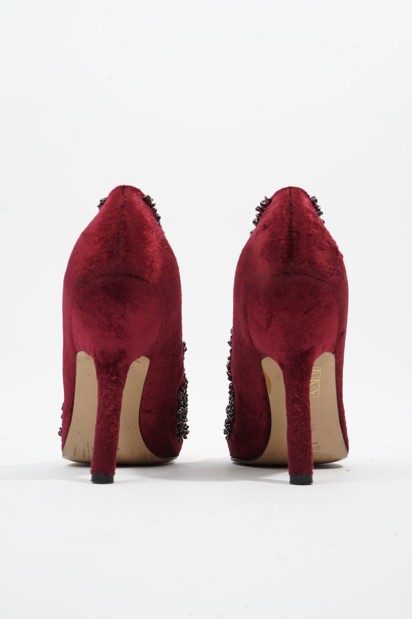 Gucci Ruby Pumps 90 Burgundy Velvet EU 37.5 UK 4.5
