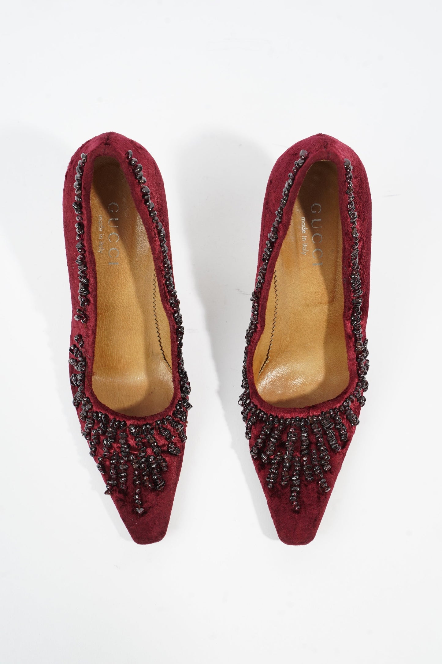 Gucci Ruby Pumps 90 Burgundy Velvet EU 37.5 UK 4.5