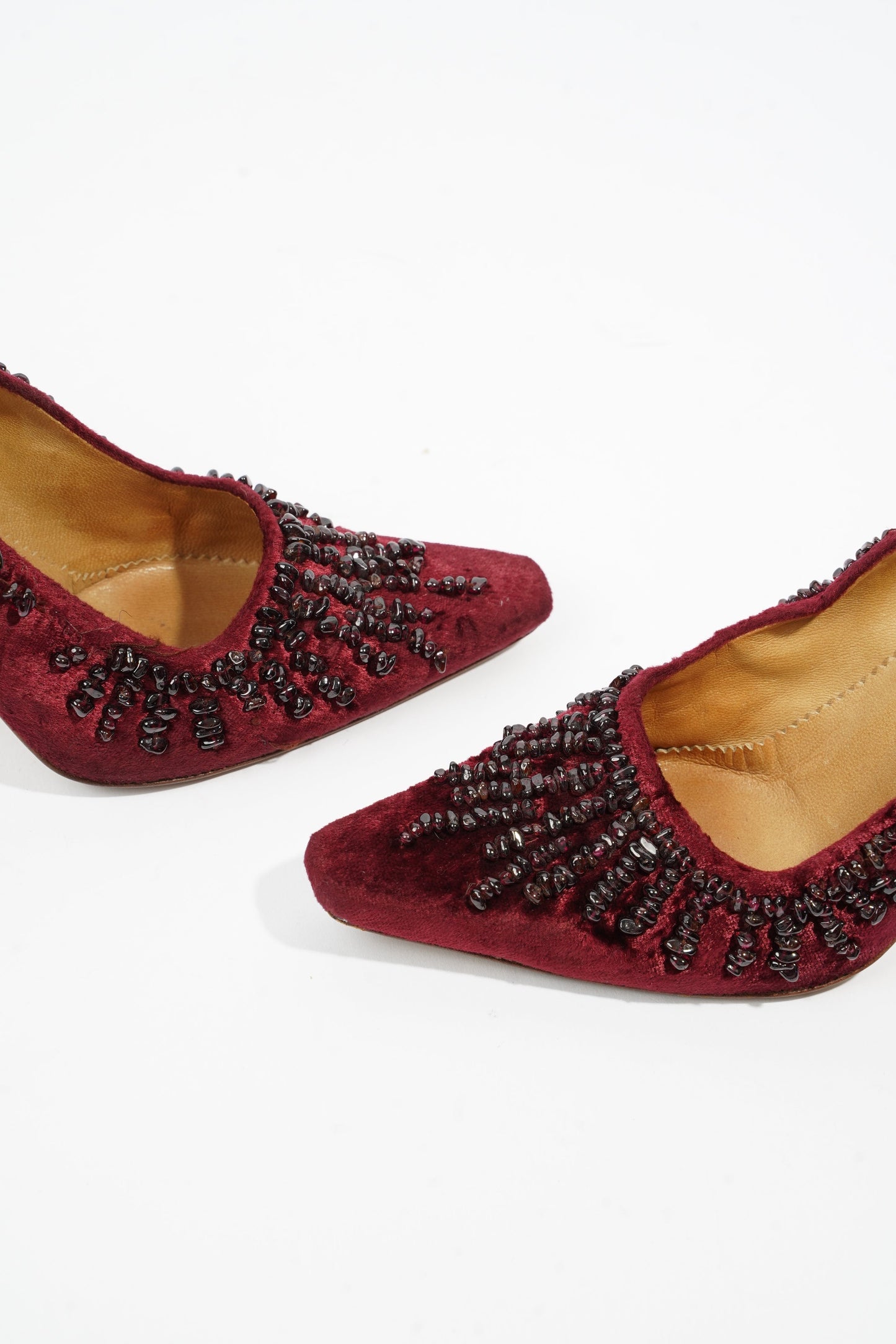 Gucci Ruby Pumps 90 Burgundy Velvet EU 37.5 UK 4.5