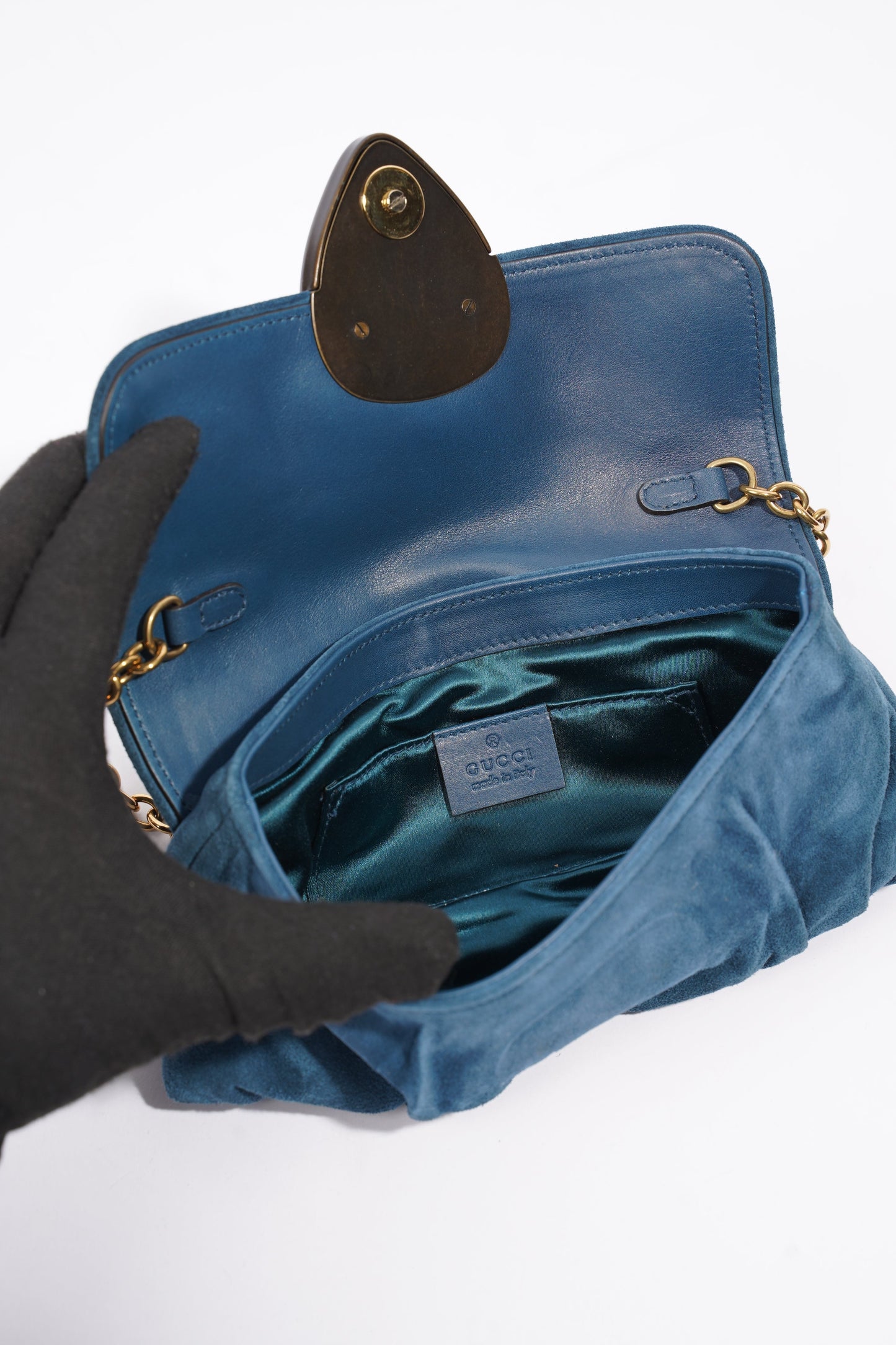 Gucci Clutch Bag Blue Suede