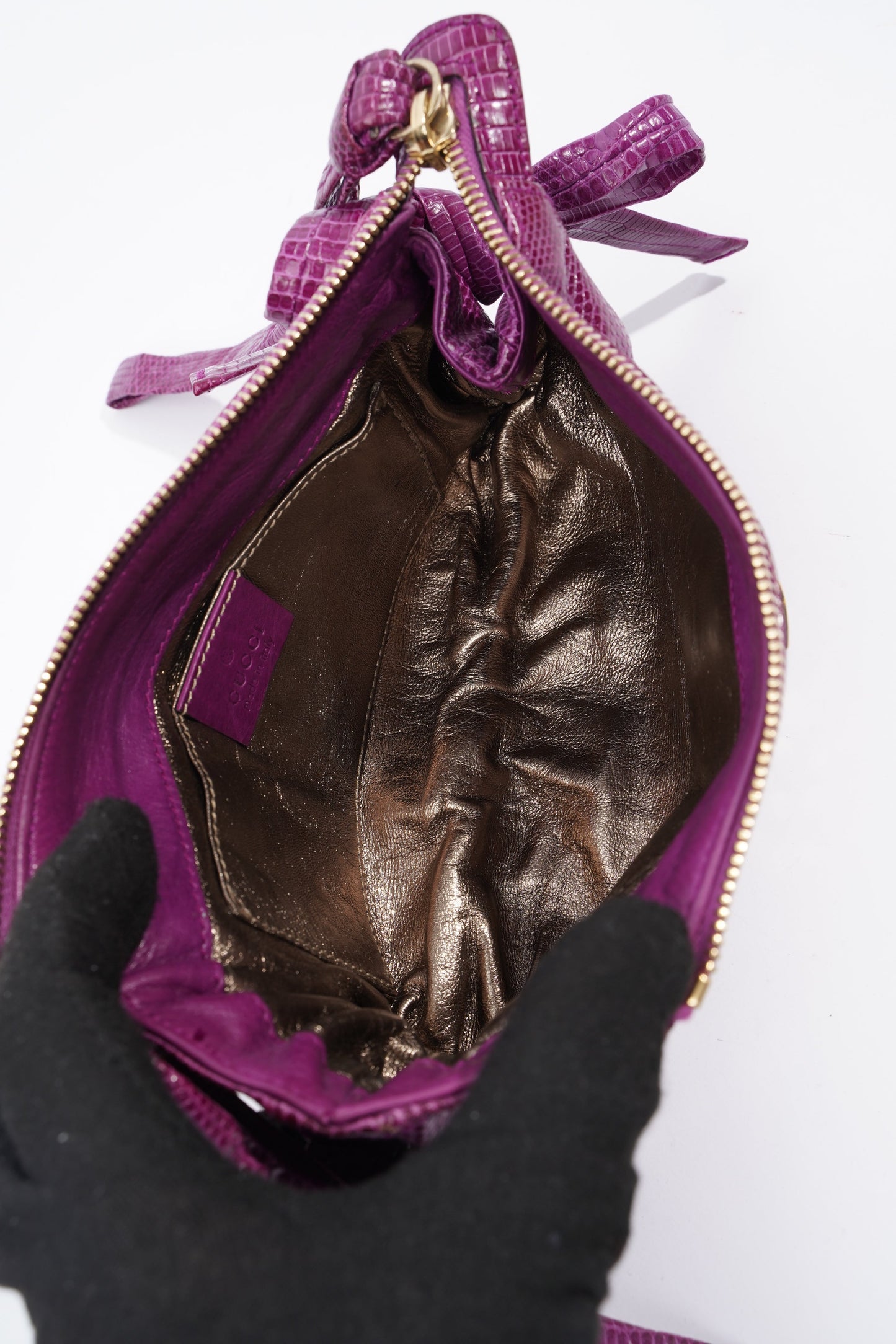 Gucci Hysteria Clutch Bag Purple Lizard