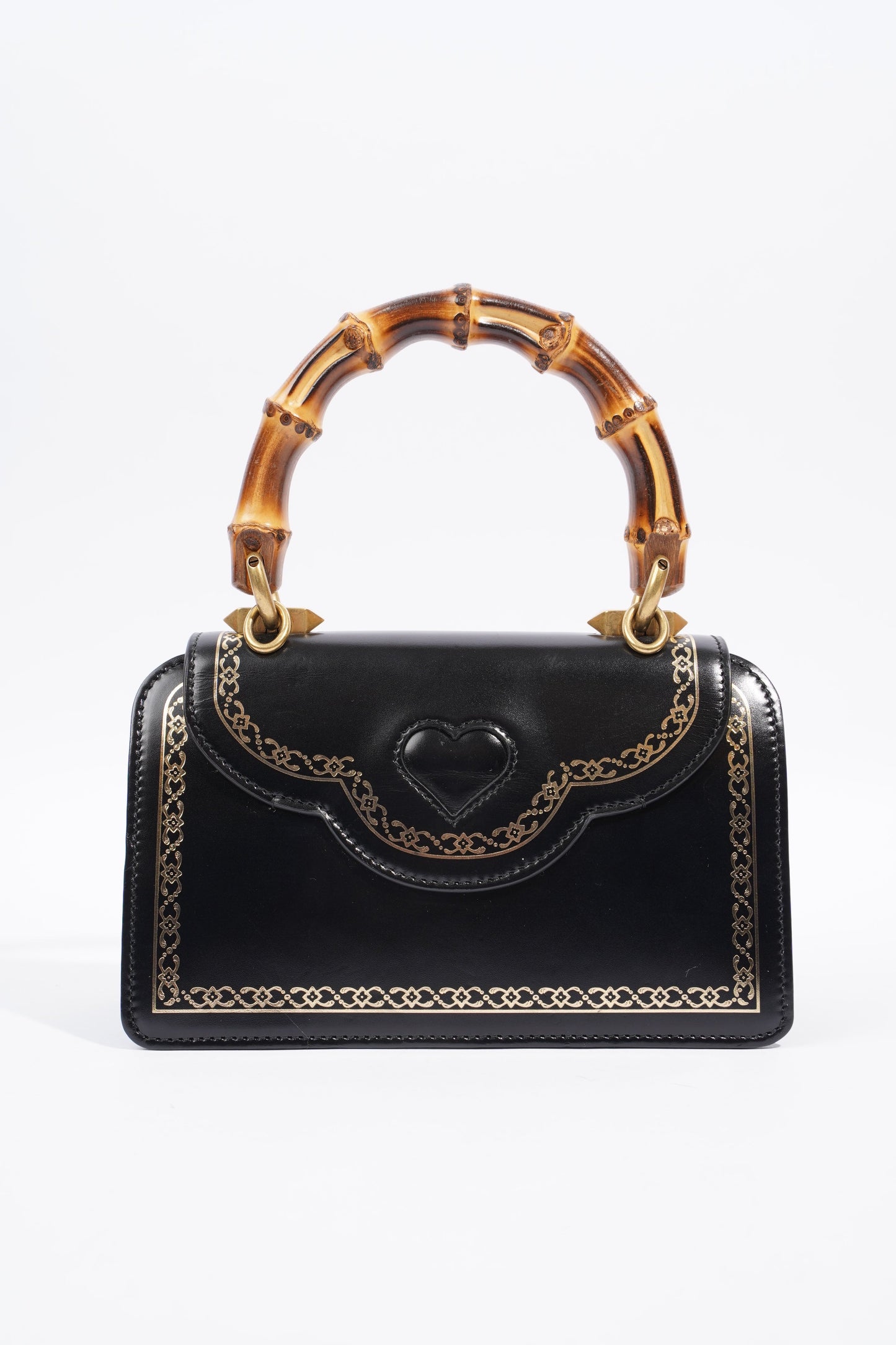 Gucci Tiger Mini Bamboo Bag Black / Gold Leather