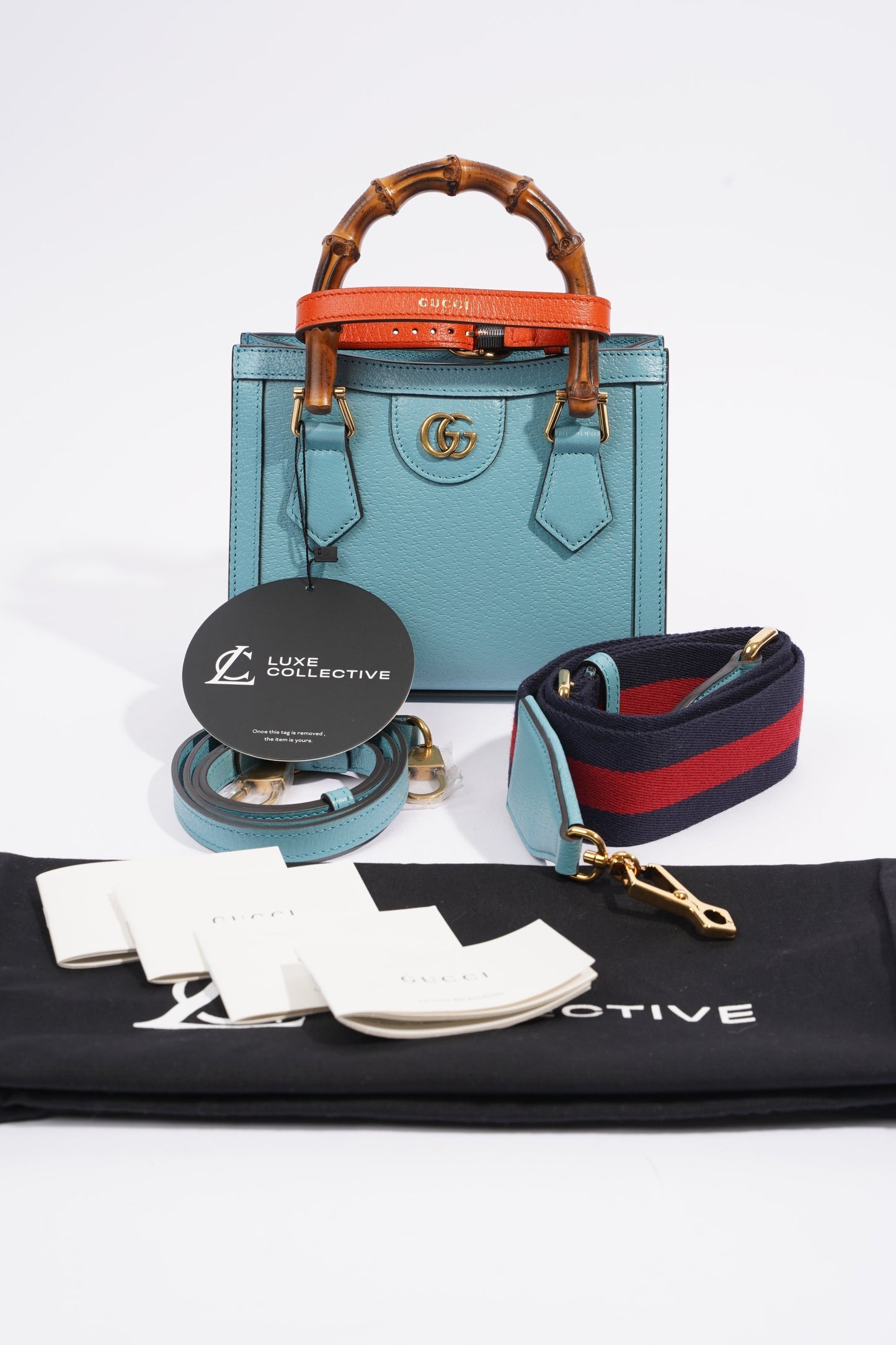 Gucci Diana Mini Tote Bag Baby Blue Leather