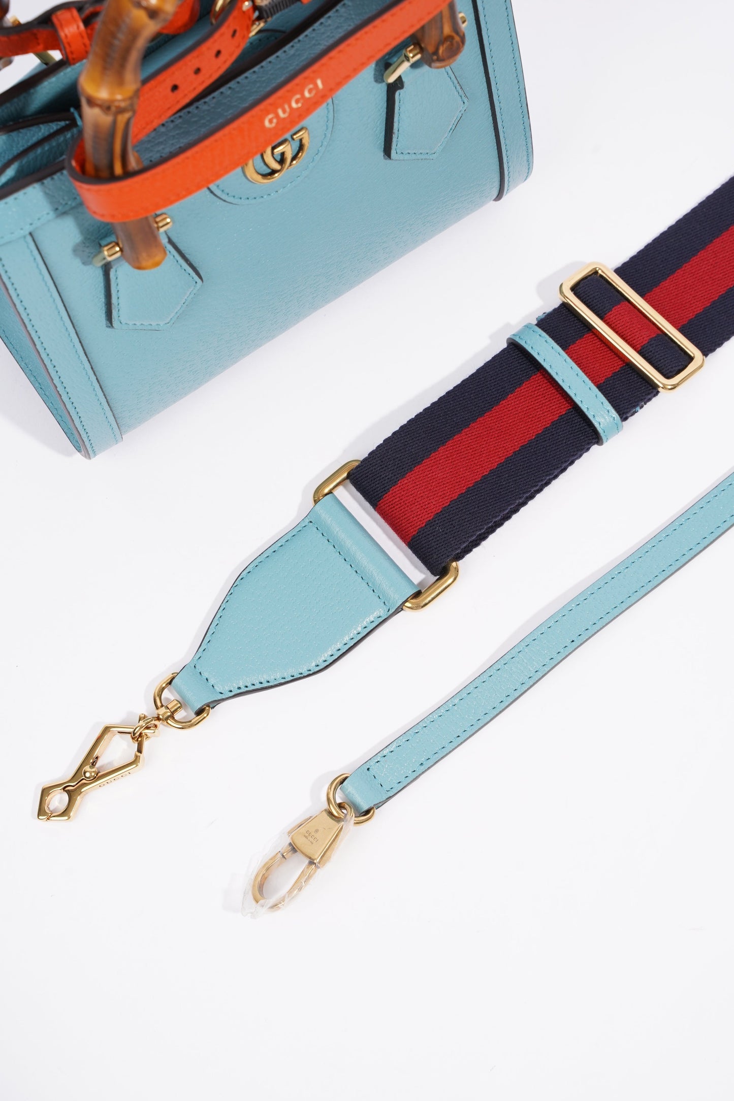 Gucci Diana Mini Tote Bag Baby Blue Leather