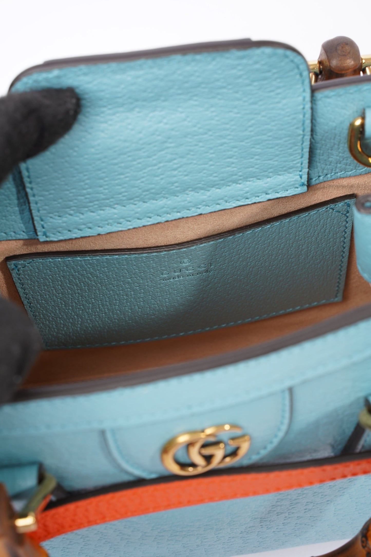 Gucci Diana Mini Tote Bag Baby Blue Leather