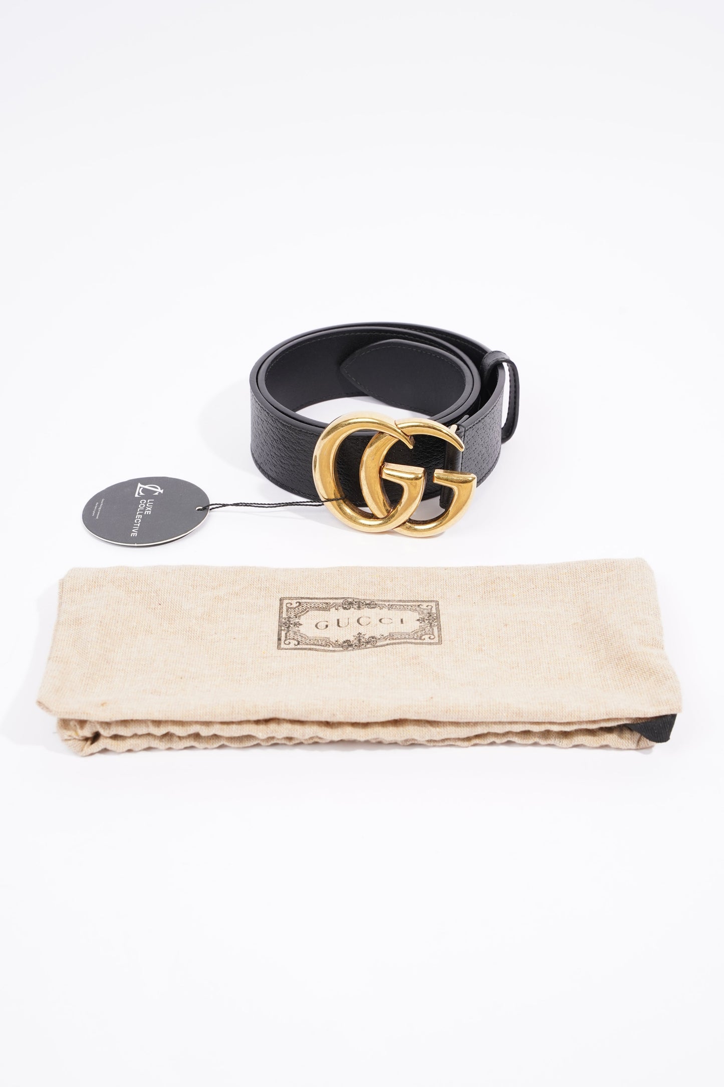 Gucci Marmont Belt Black / Gold Leather 70cm 28"