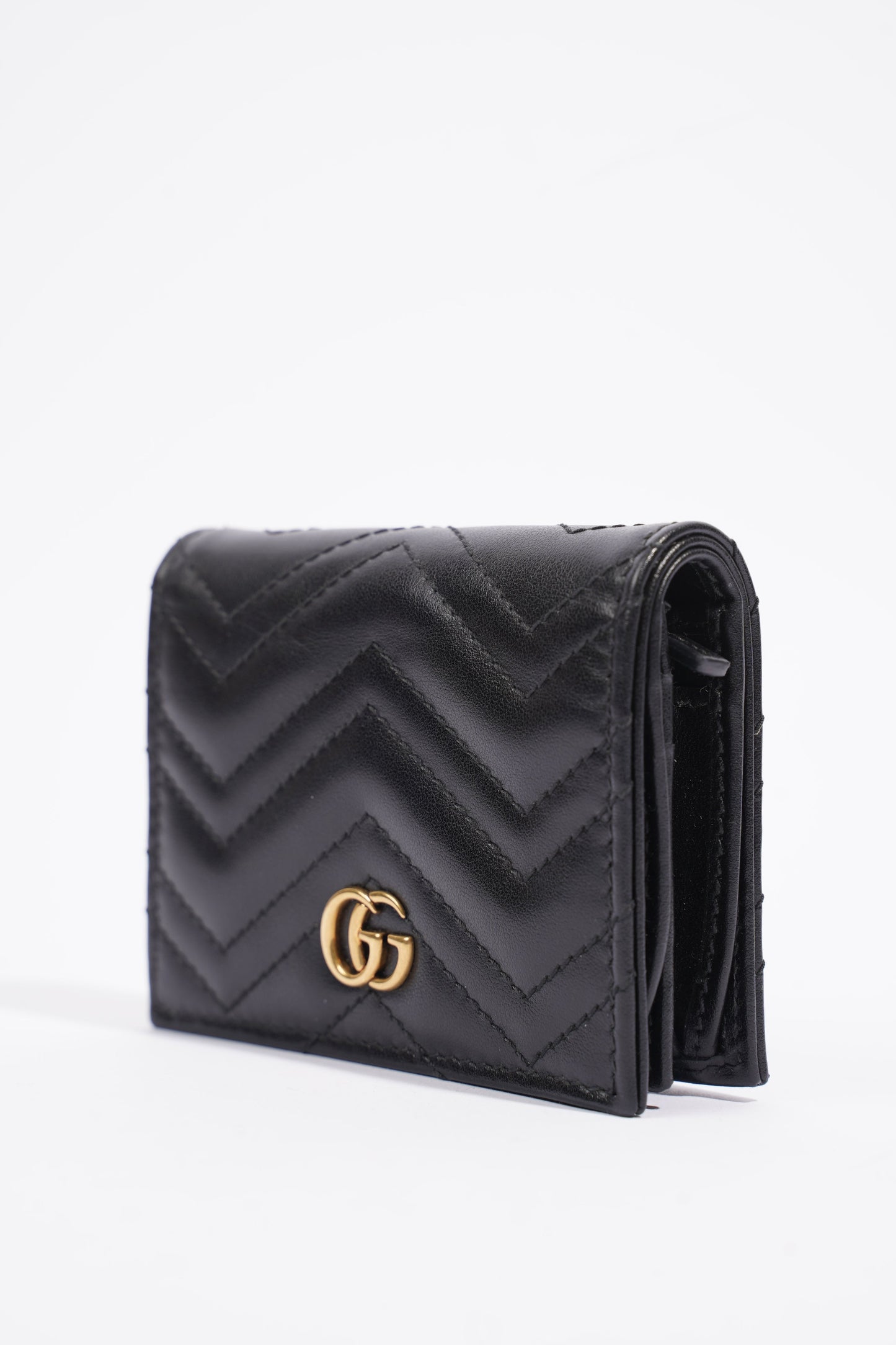 Gucci GG Marmont Card Case Wallet Black Matelasse Leather