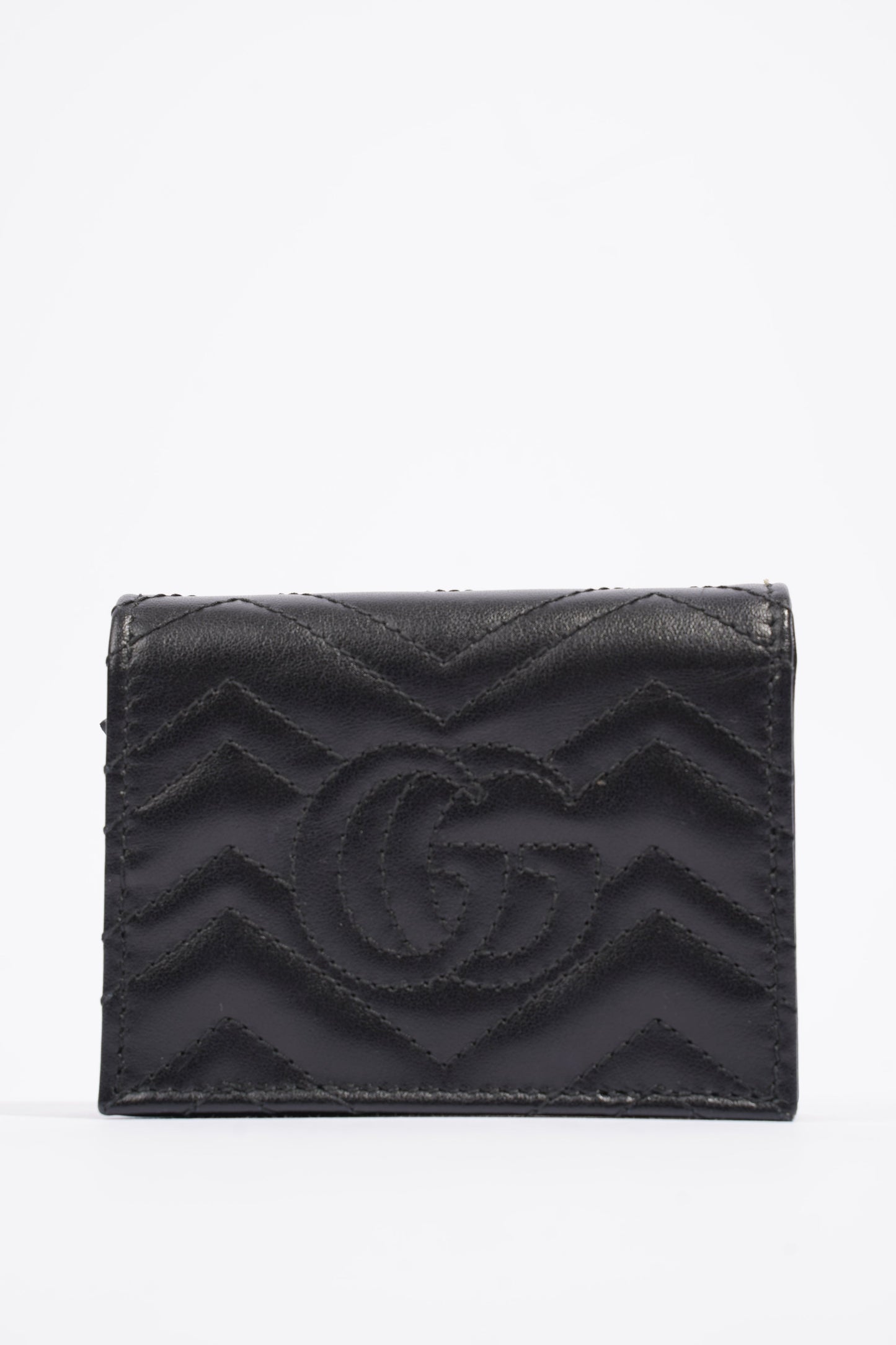 Gucci GG Marmont Card Case Wallet Black Matelasse Leather