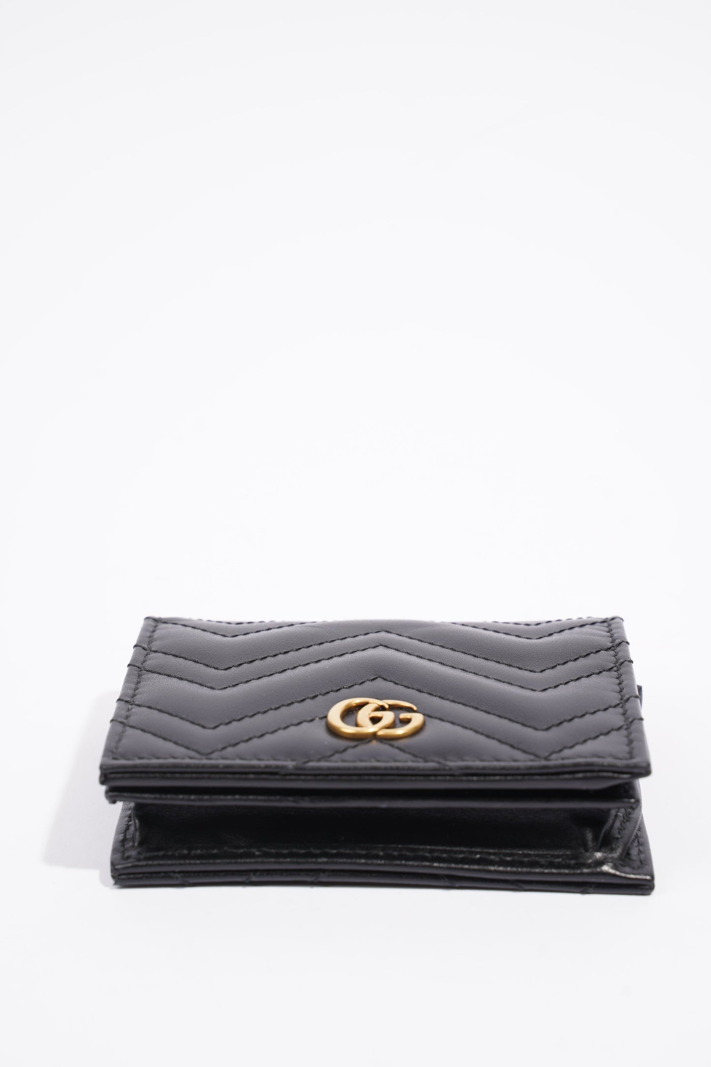 Gucci GG Marmont Card Case Wallet Black Matelasse Leather