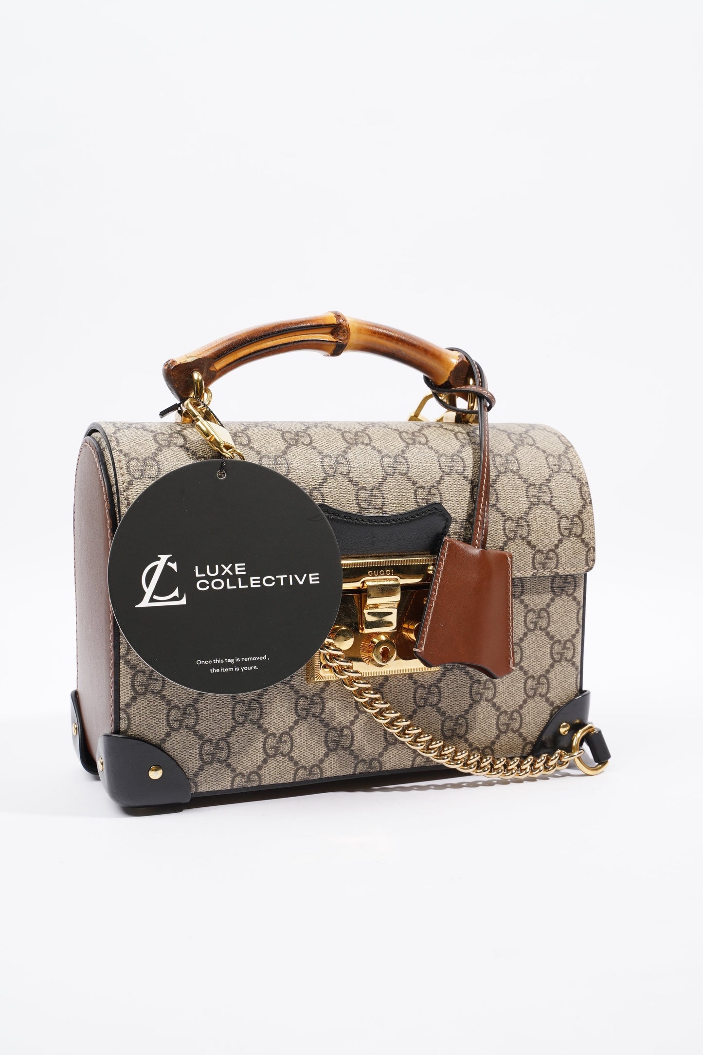 Gucci Padlock Bamboo Top Handle Supreme / Black Coated Canvas Small