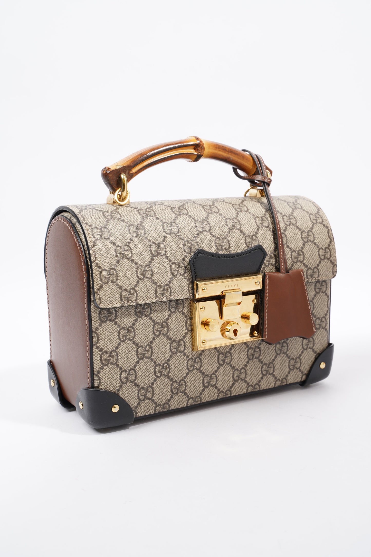 Gucci Padlock Bamboo Top Handle Supreme / Black Coated Canvas Small