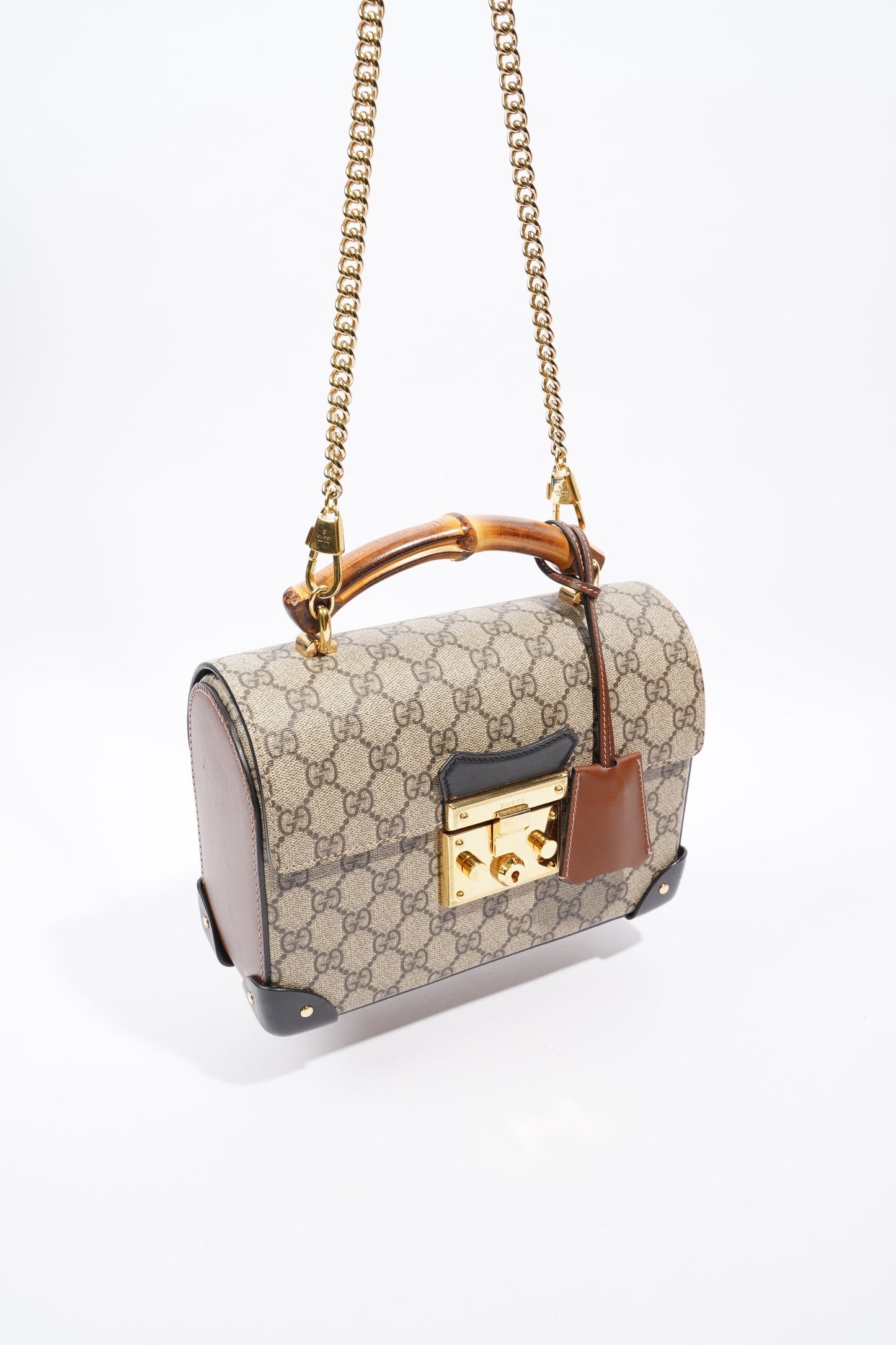 Gucci Padlock Bamboo Top Handle Supreme / Black Coated Canvas Small