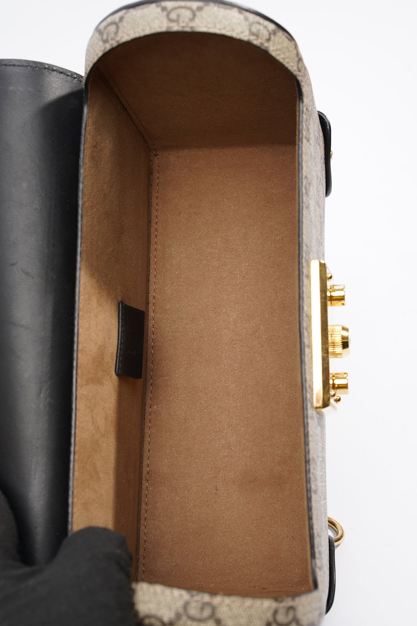 Gucci Padlock Bamboo Top Handle Supreme / Black Coated Canvas Small
