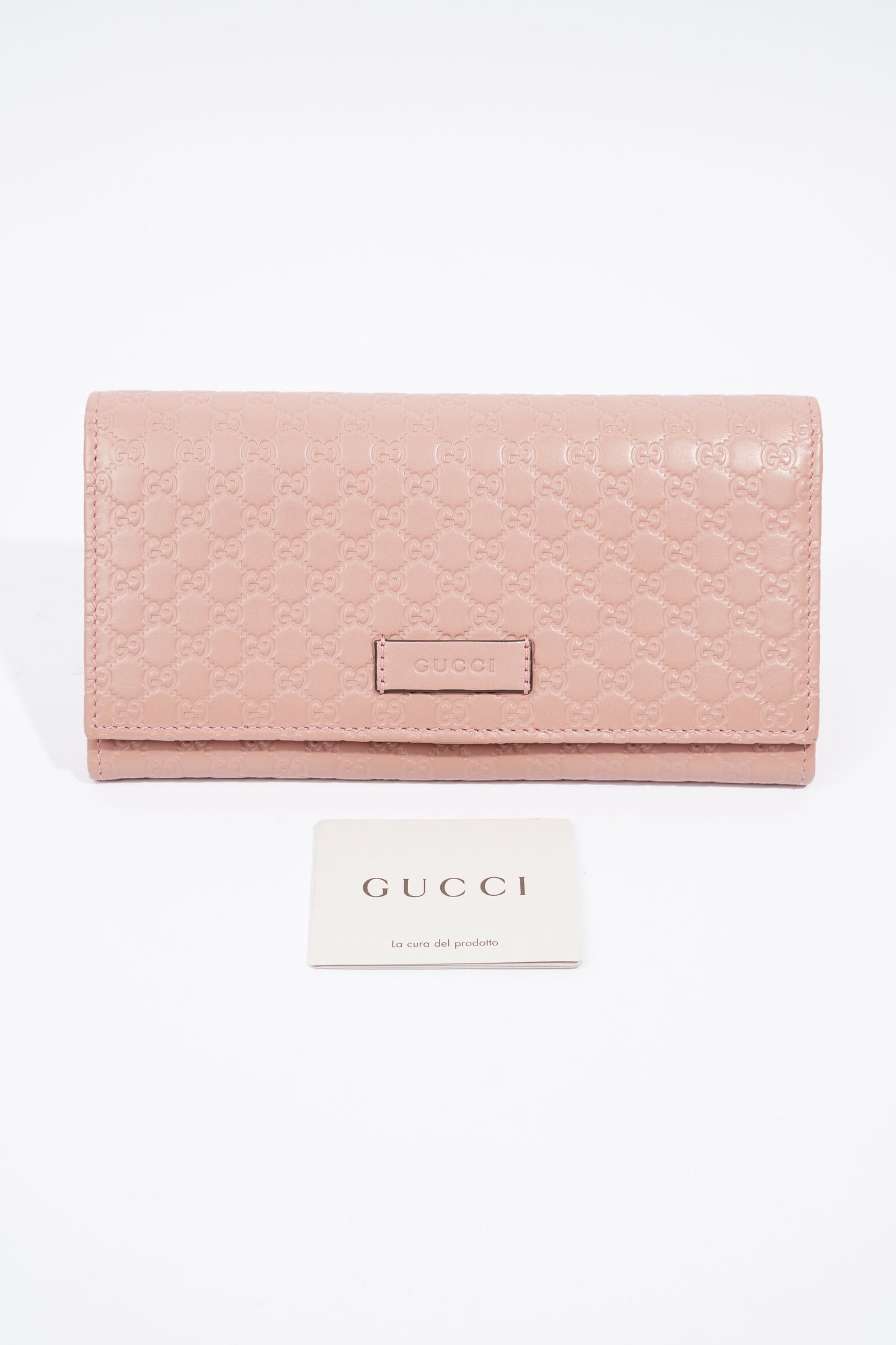 Gucci GG Supreme Long Wallet Pink Leather