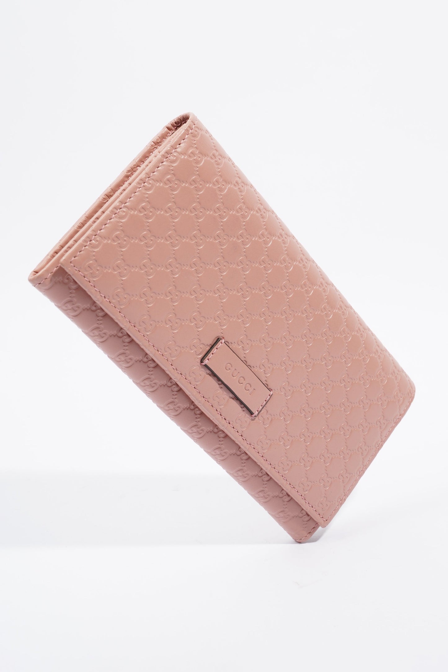 Gucci GG Supreme Long Wallet Pink Leather