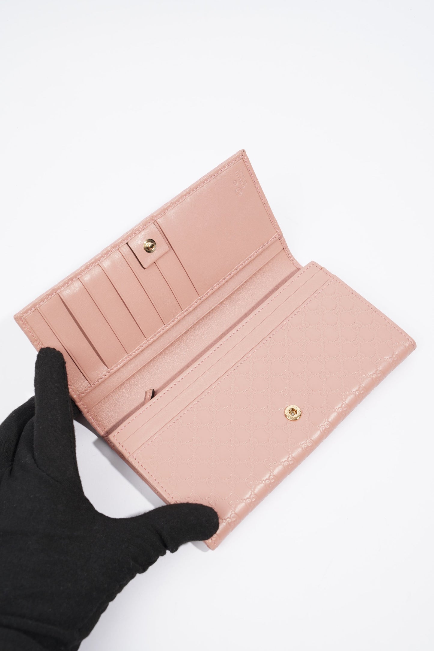 Gucci GG Supreme Long Wallet Pink Leather