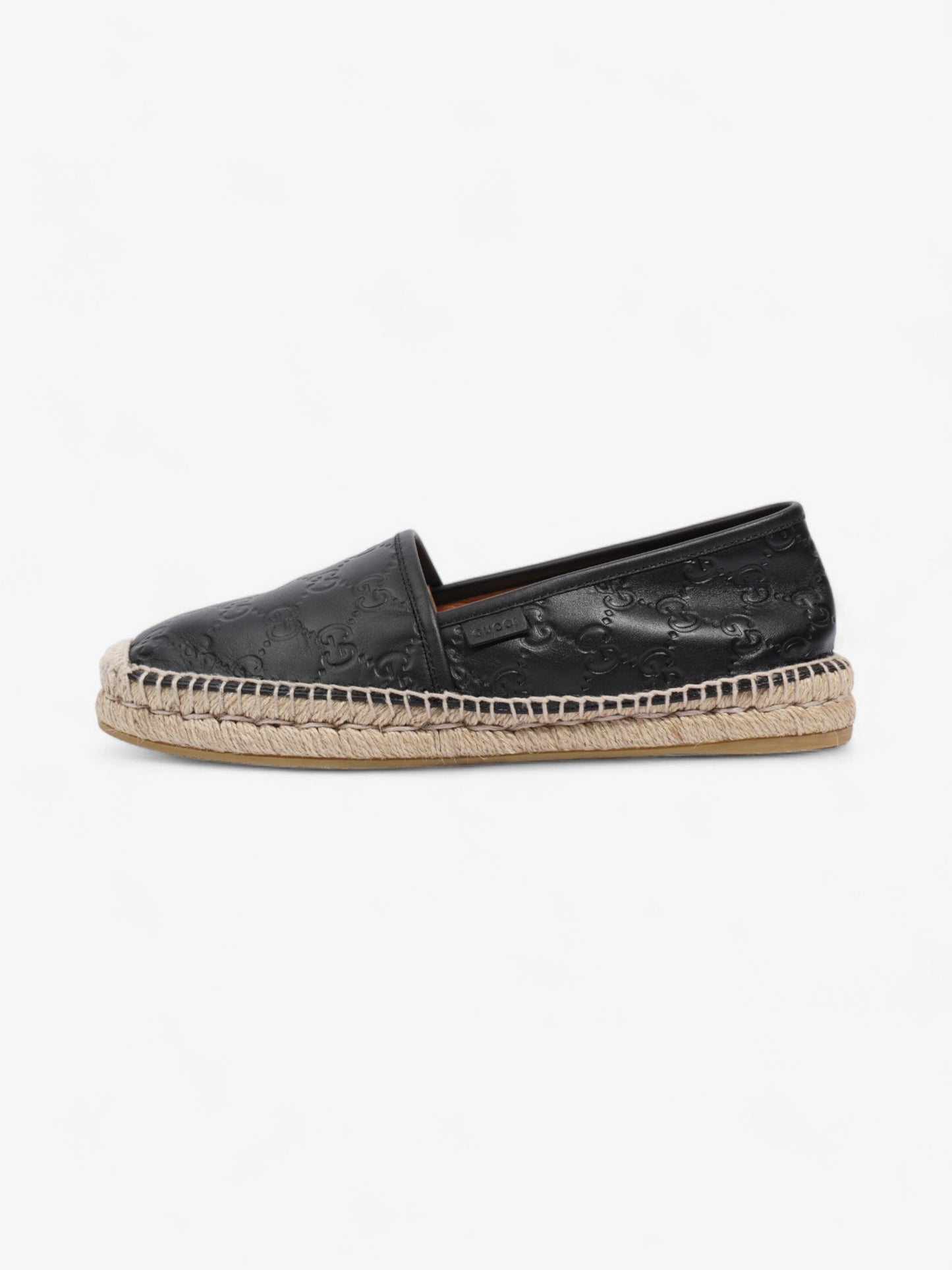 Gucci GG Embossed Espadrille Black Leather EU 39.5 UK 6.5