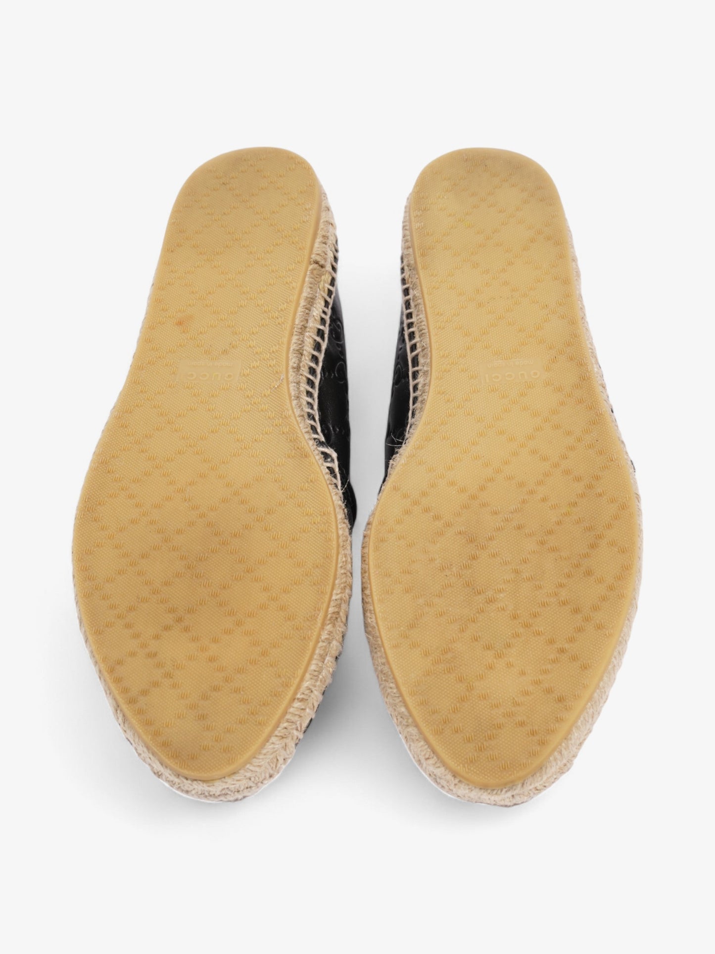 Gucci GG Embossed Espadrille Black Leather EU 39.5 UK 6.5