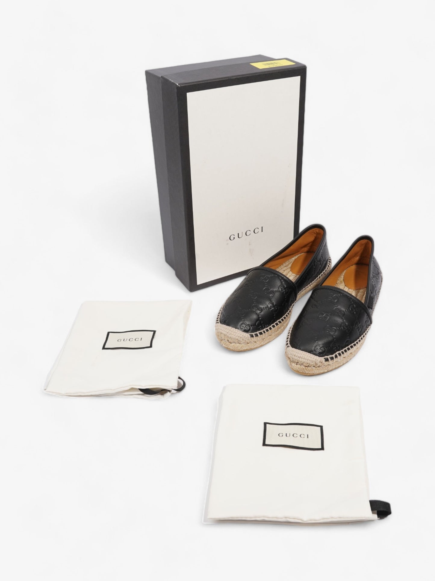 Gucci GG Embossed Espadrille Black Leather EU 39.5 UK 6.5