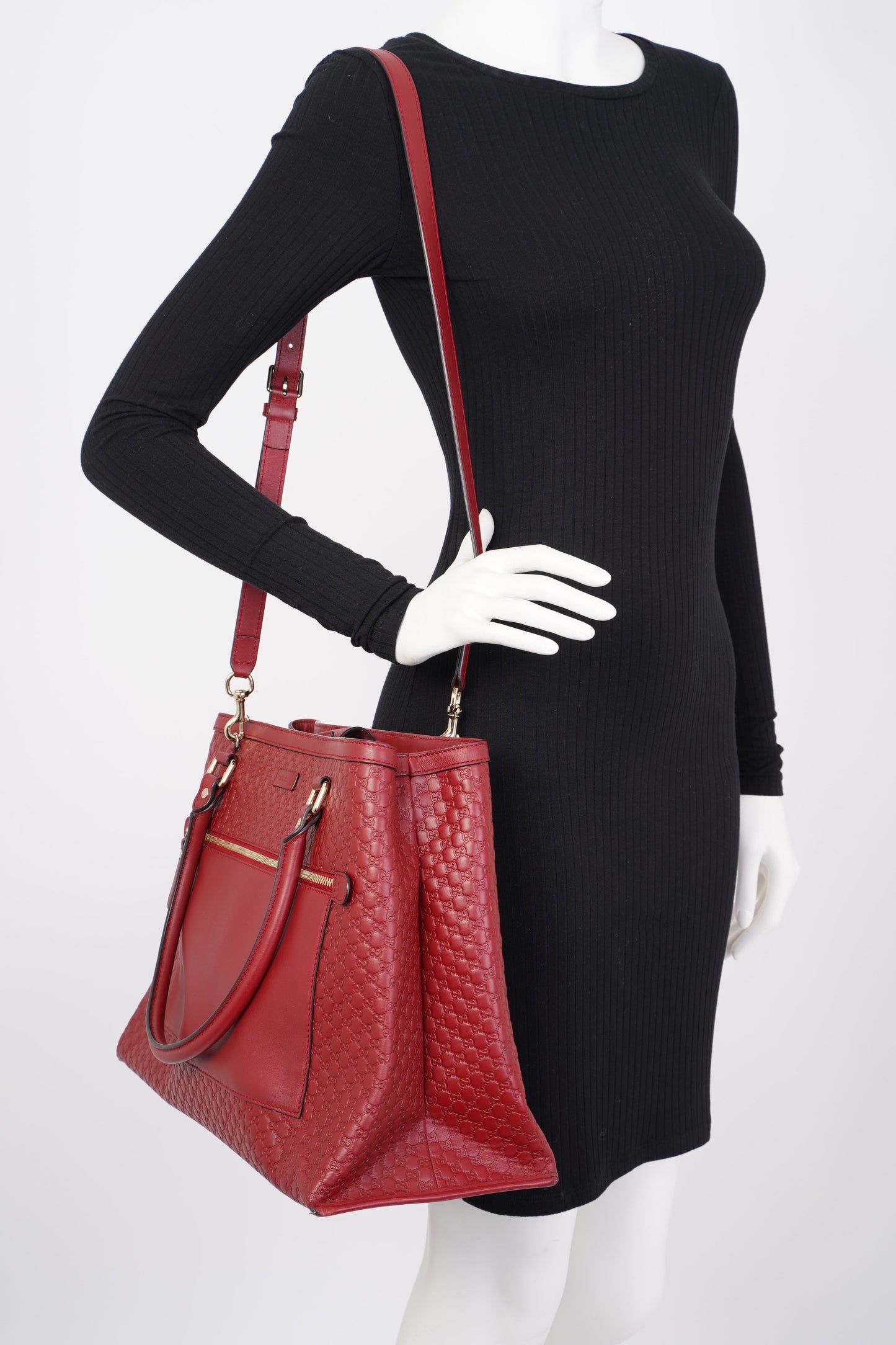 Gucci 2Way Tote Red Leather