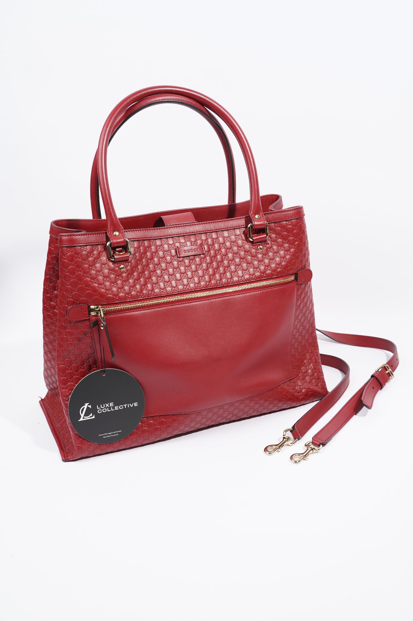 Gucci 2Way Tote Red Leather