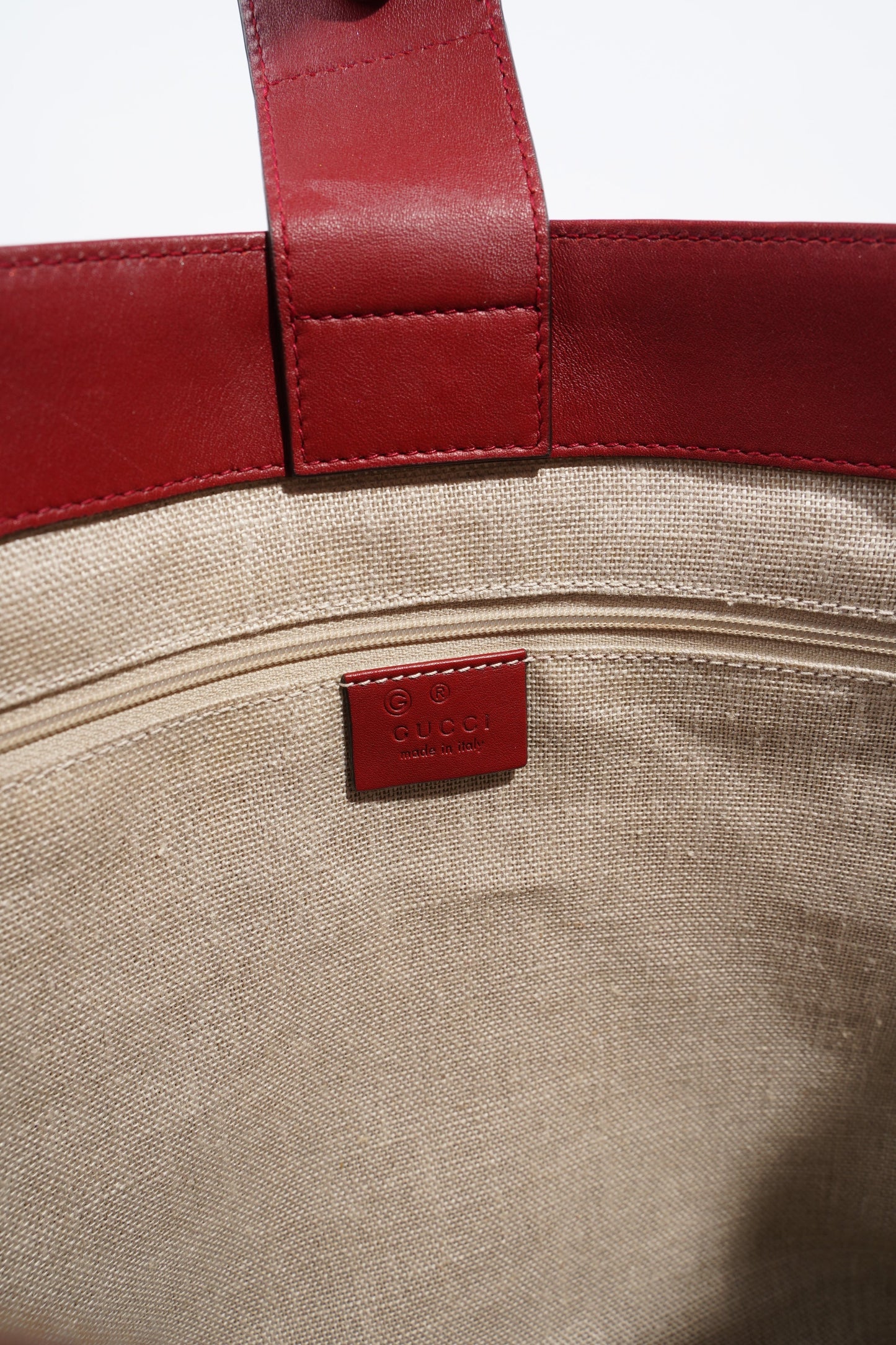Gucci 2Way Tote Red Leather