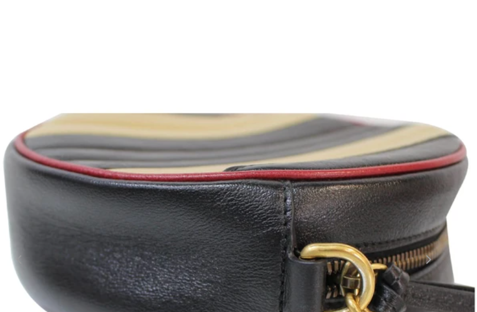 Gucci GG Mini Marmont Round Shoulder Bag in Beige and Black