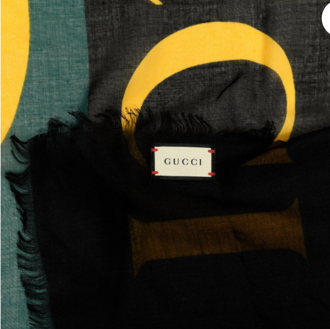 GUCCI Modal Silk Coco Capitan Logo Shawl in Black
