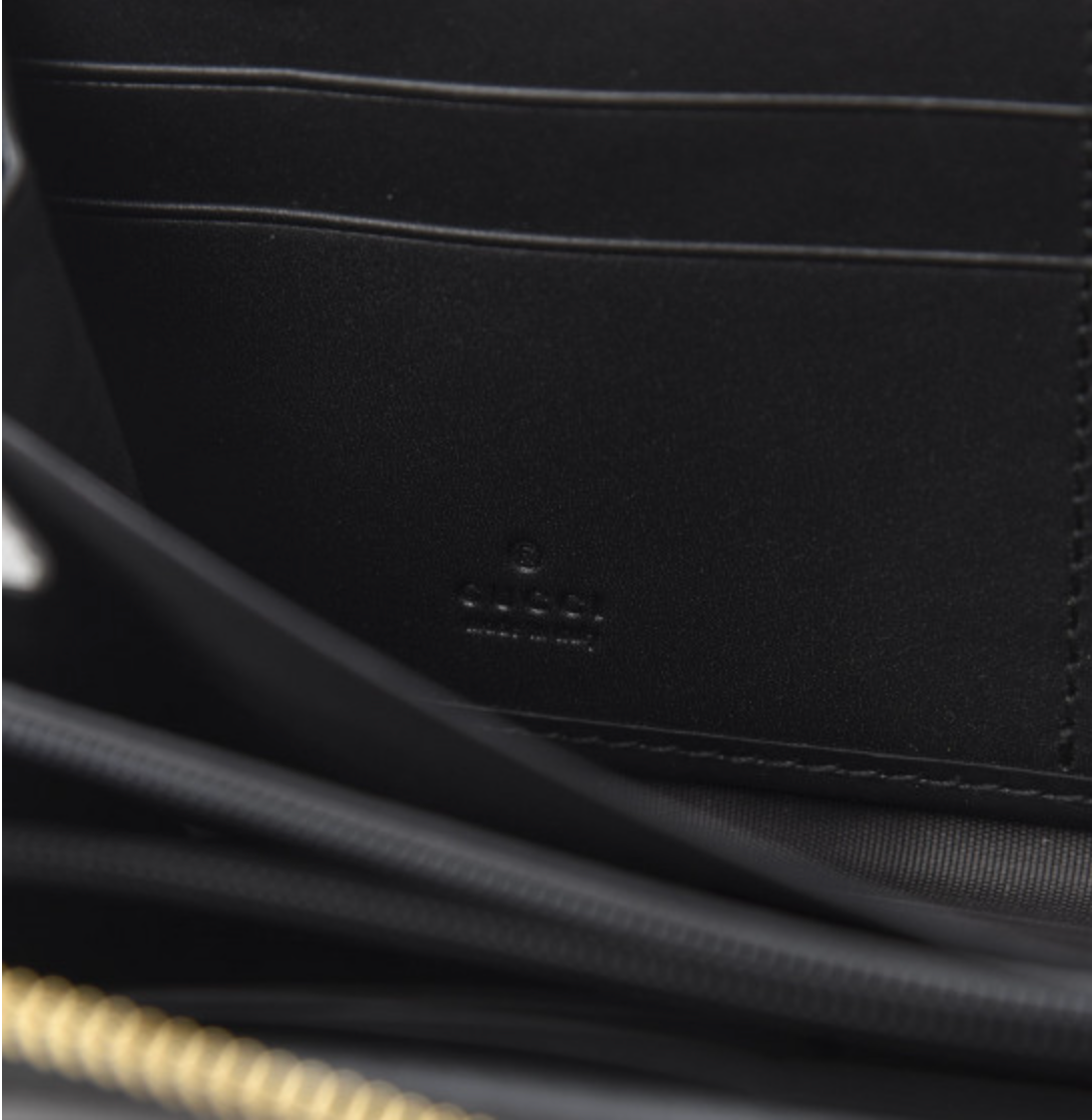 GUCCI Suede Patent GG Web Ophidia Zip Around Wallet in Black
