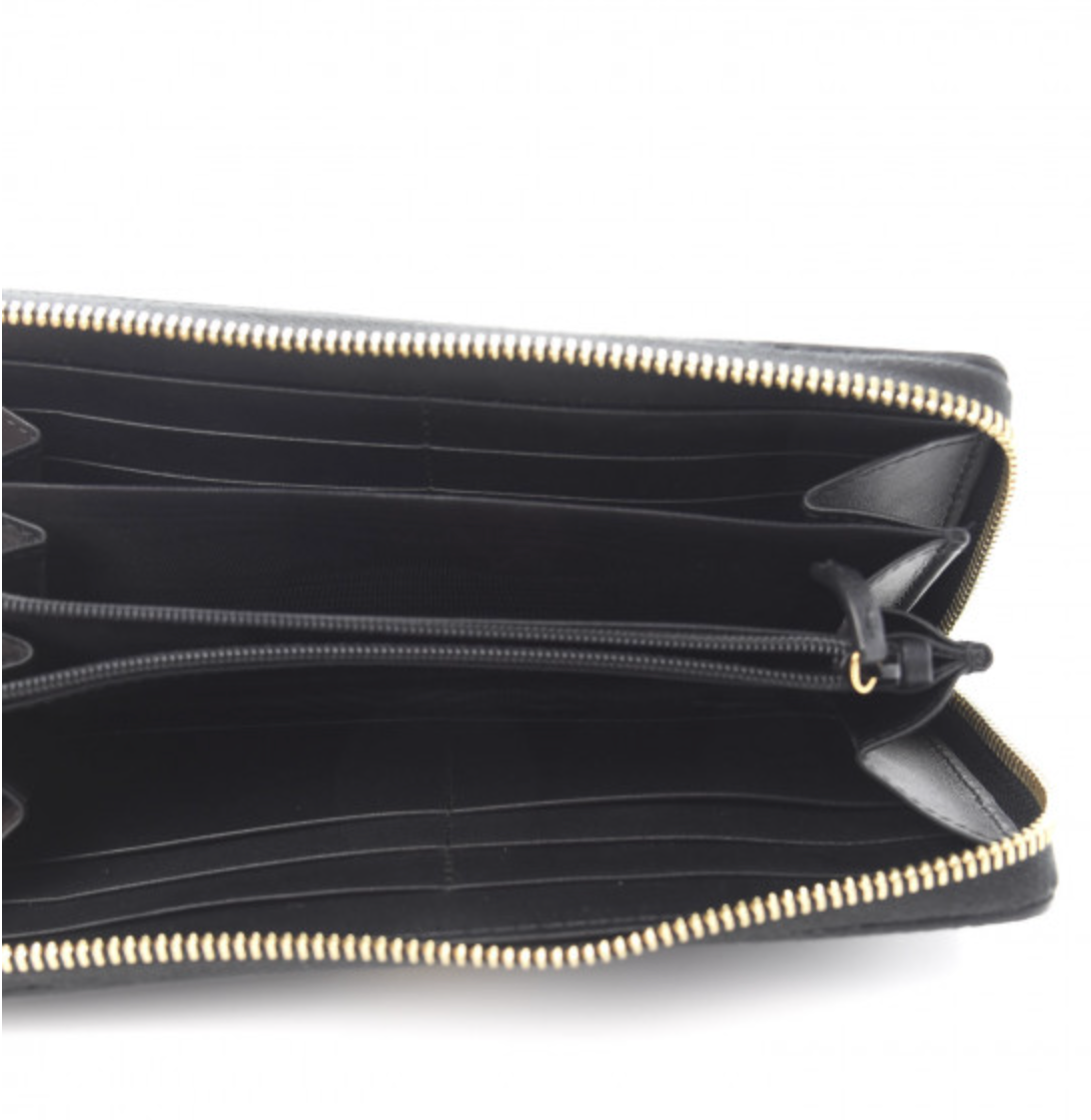 GUCCI Suede Patent GG Web Ophidia Zip Around Wallet in Black