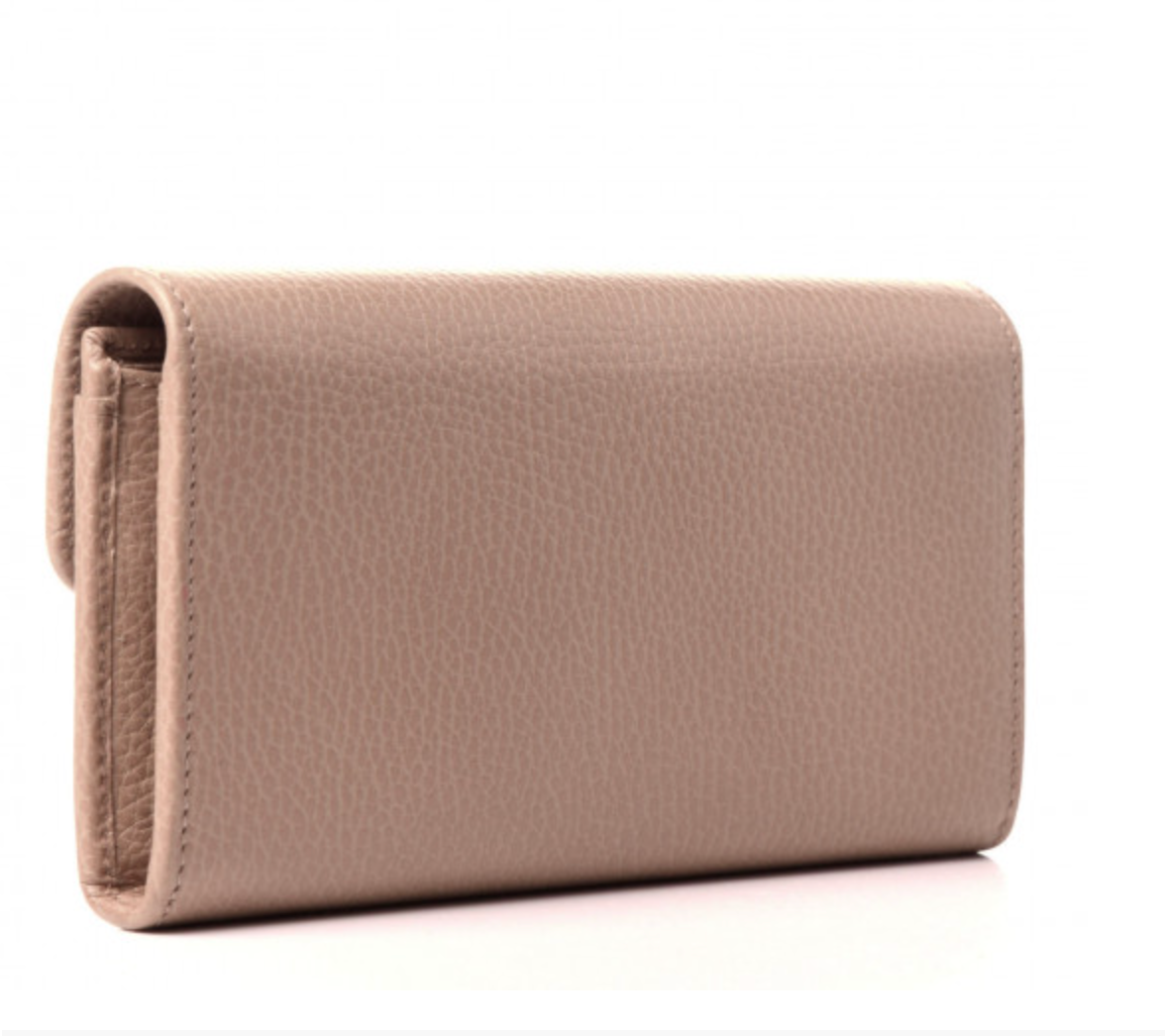 GUCCI Dollar Calfskin Interlocking G Continental Wallet in Antique Pink