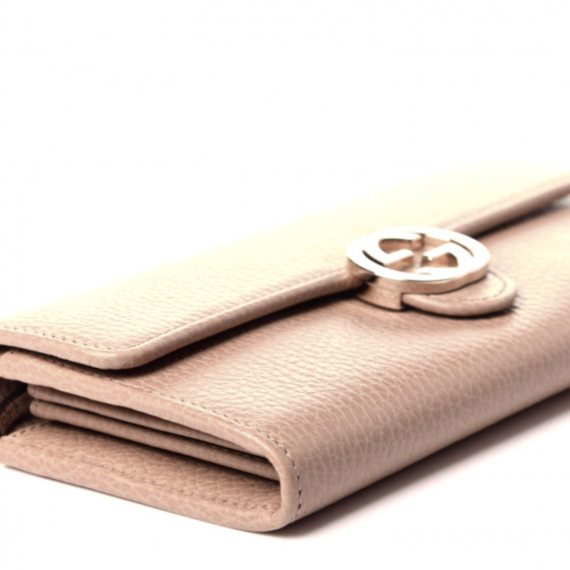 GUCCI Dollar Calfskin Interlocking G Continental Wallet in Antique Pink