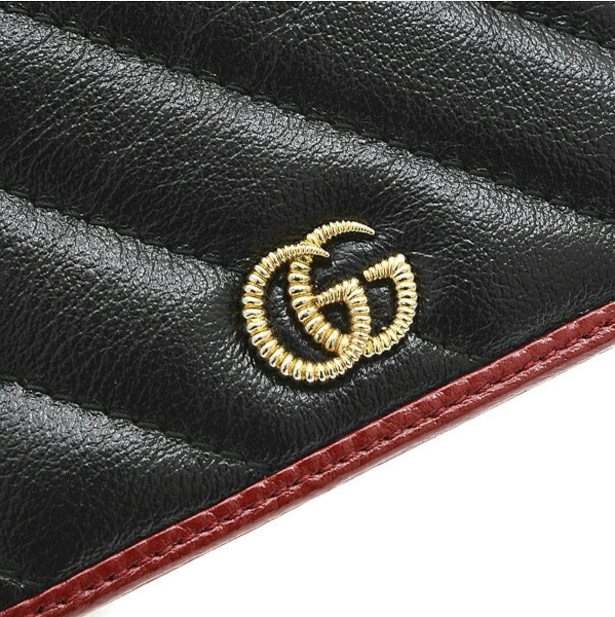 Gucci Interlocking GG Card Case in Black with Red Trim