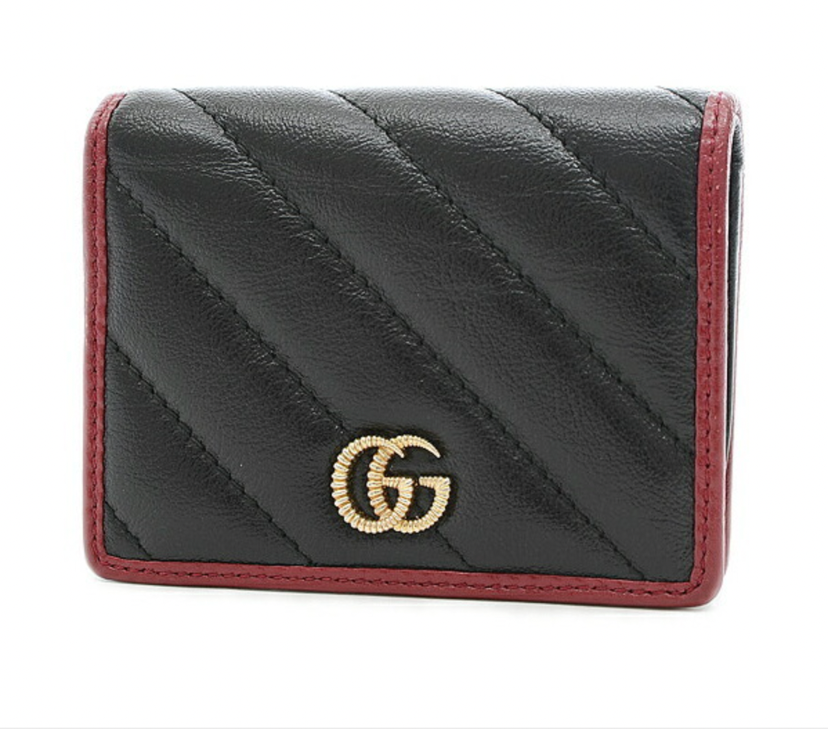 Gucci Interlocking GG Card Case in Black with Red Trim