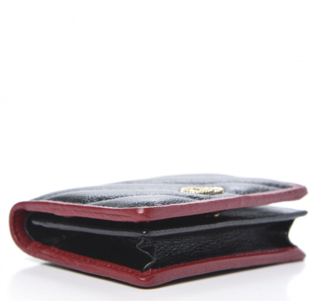 Gucci Interlocking GG Card Case in Black with Red Trim